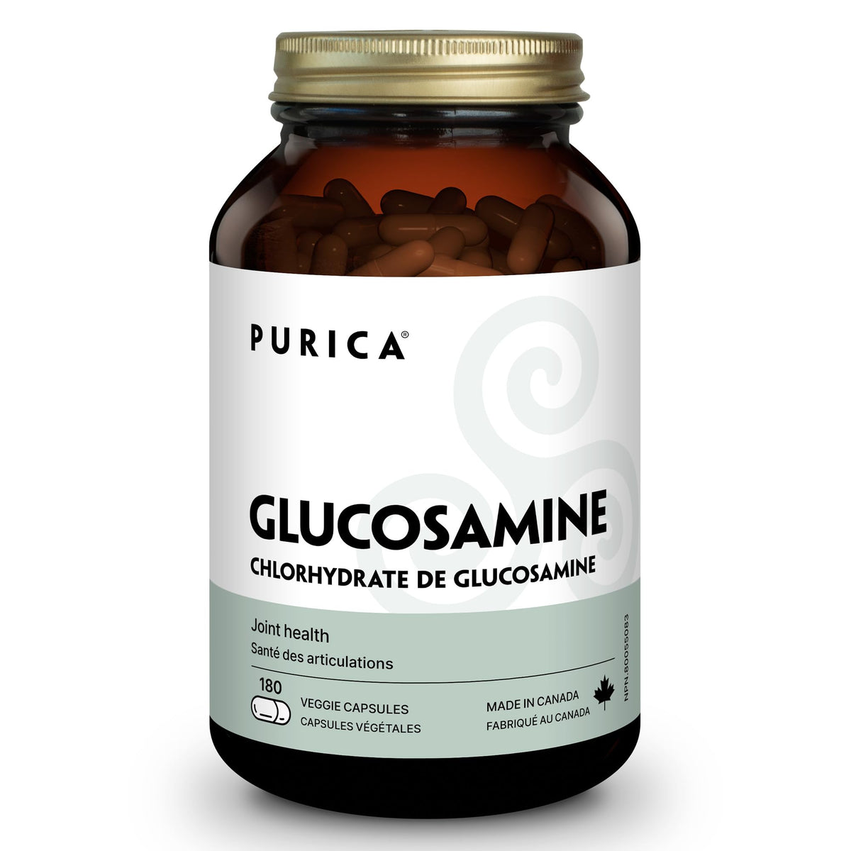 PURICA Vegan Glucosamine HCL Capsules, Made in Canada, 500mg, 180 Capsules