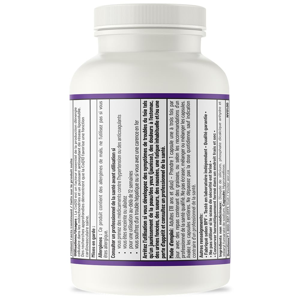 AOR CoQ10 Supplement, Coenzyme Q10 100mg, No Fillers, Vegan, 120 Capsules