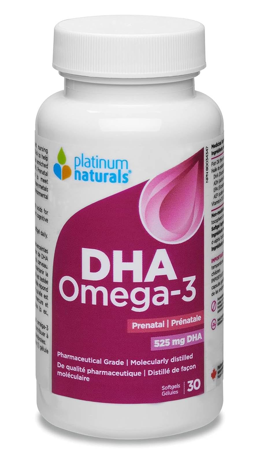 Platinum Naturals Prenatal DHA Omega-3 Softgels, 30 Count - Essential Nutrition for Expecting Mothers, Pregnancy Vitamins with DHA for Women - Supports Overall Wellness During Pregnancy