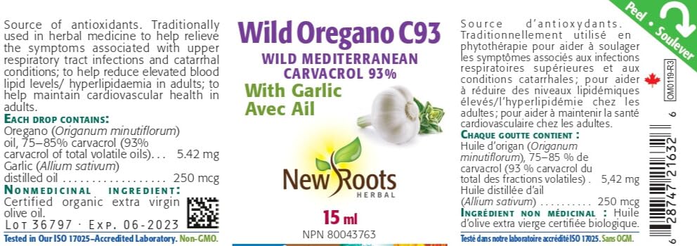 New Roots Herbal - Wild Oregano C93 with Garlic