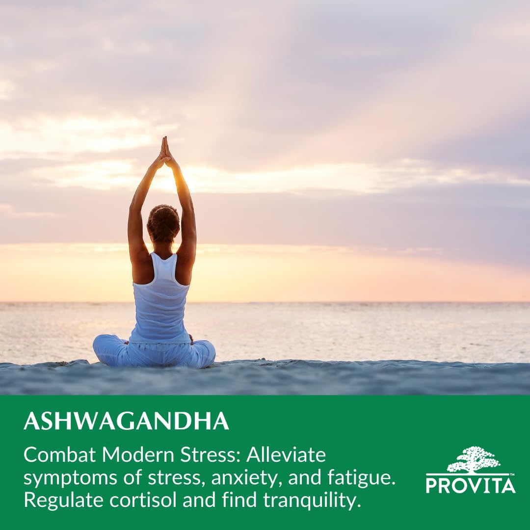 Provita Ashwagandha Bio - Soulage le stress et l'anxiété, améliore la mémoire et favorise le sommeil (60 gélules)