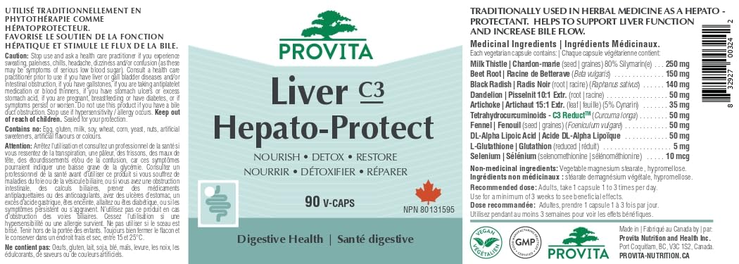 Provita Liver Hepato-Protect™ - Formule complète de détoxification et de régénération du foie - Végane et sans OGM