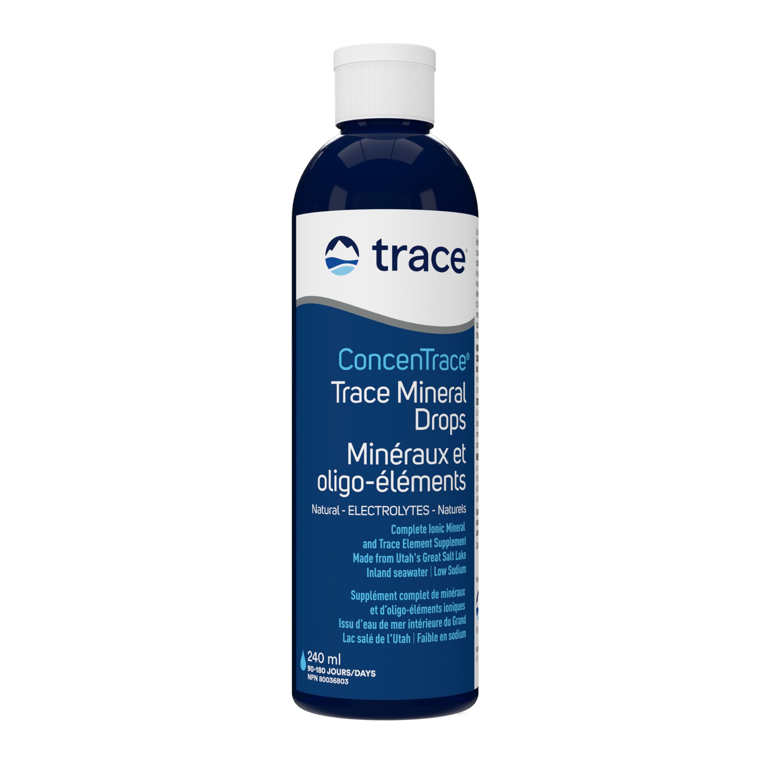 Trace Minerals ConcenTrace Drops | 240 ML, 96 Day Supply | Full Spectrum Minerals | Ionic Liquid Magnesium, Chloride, Potassium | Low Sodium | Energy, Electrolytes, Hydration