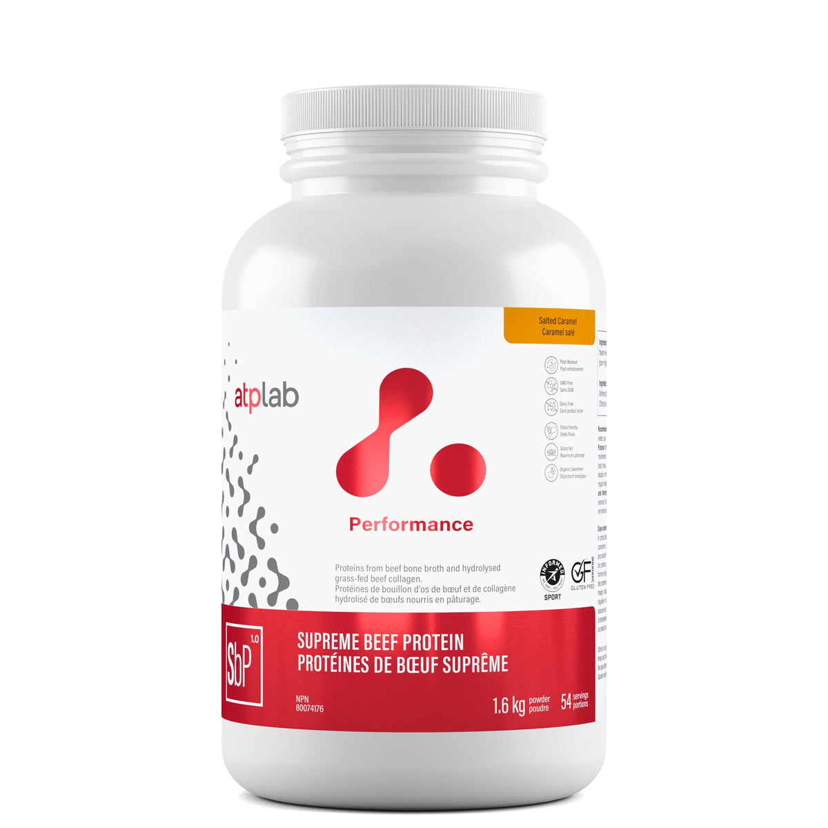 atplab Supreme Beef Protein Powder, Bone Broth, 54 Servings, Salted Caramel