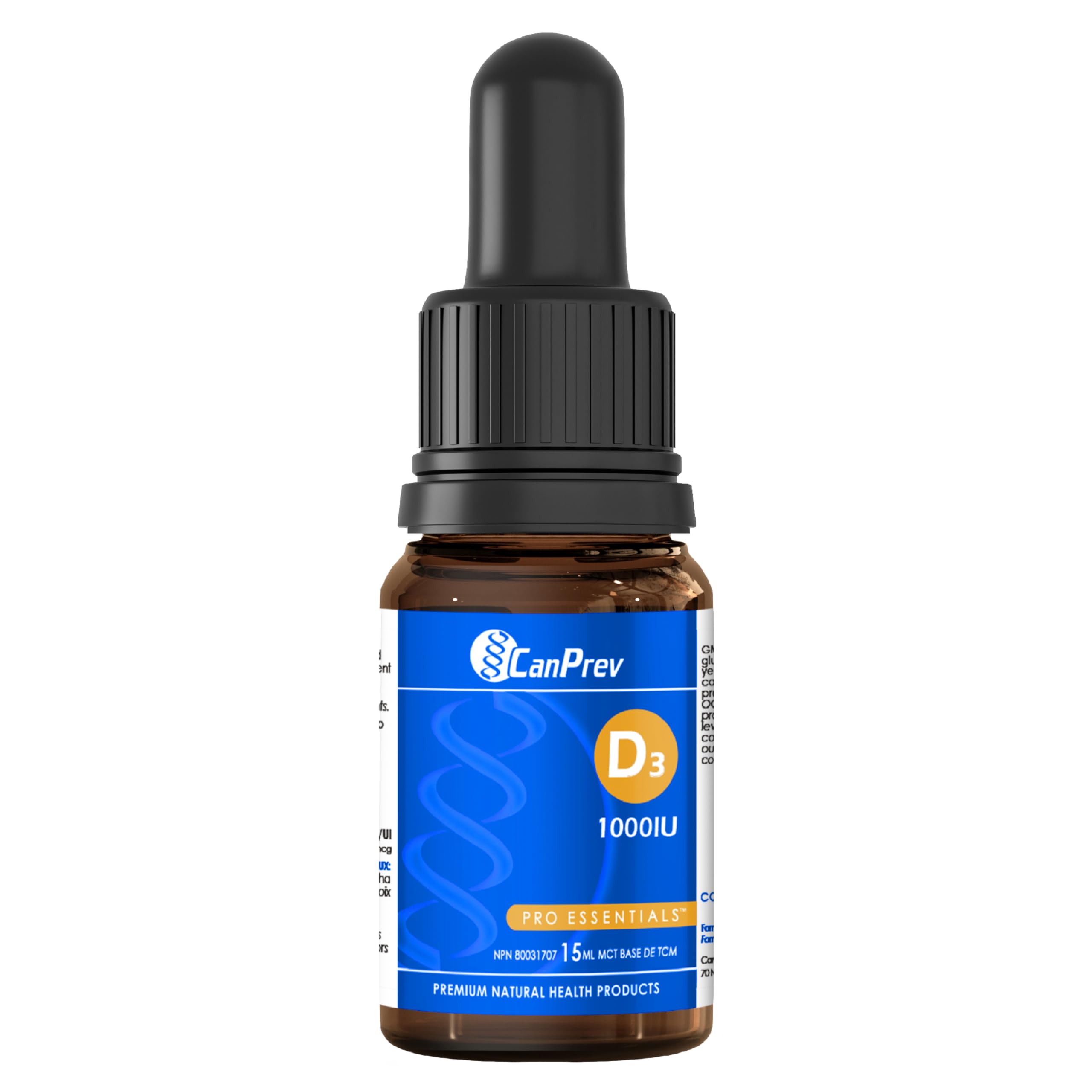 CanPrev Vitamin D3 Liquid Drops 1,000 IU (25mcg), 15ml 300-Day Supply - Plant-Based D3 with MCT Oil - Helps Maintain Strong Bones and Teeth, Liquid Vitamin D for Daily Wellness and Calcium Support