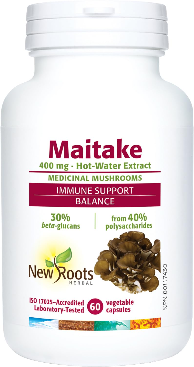 New Roots Herbal Maitake Mushroom Supplement, Fruiting Body, 60 Capsules