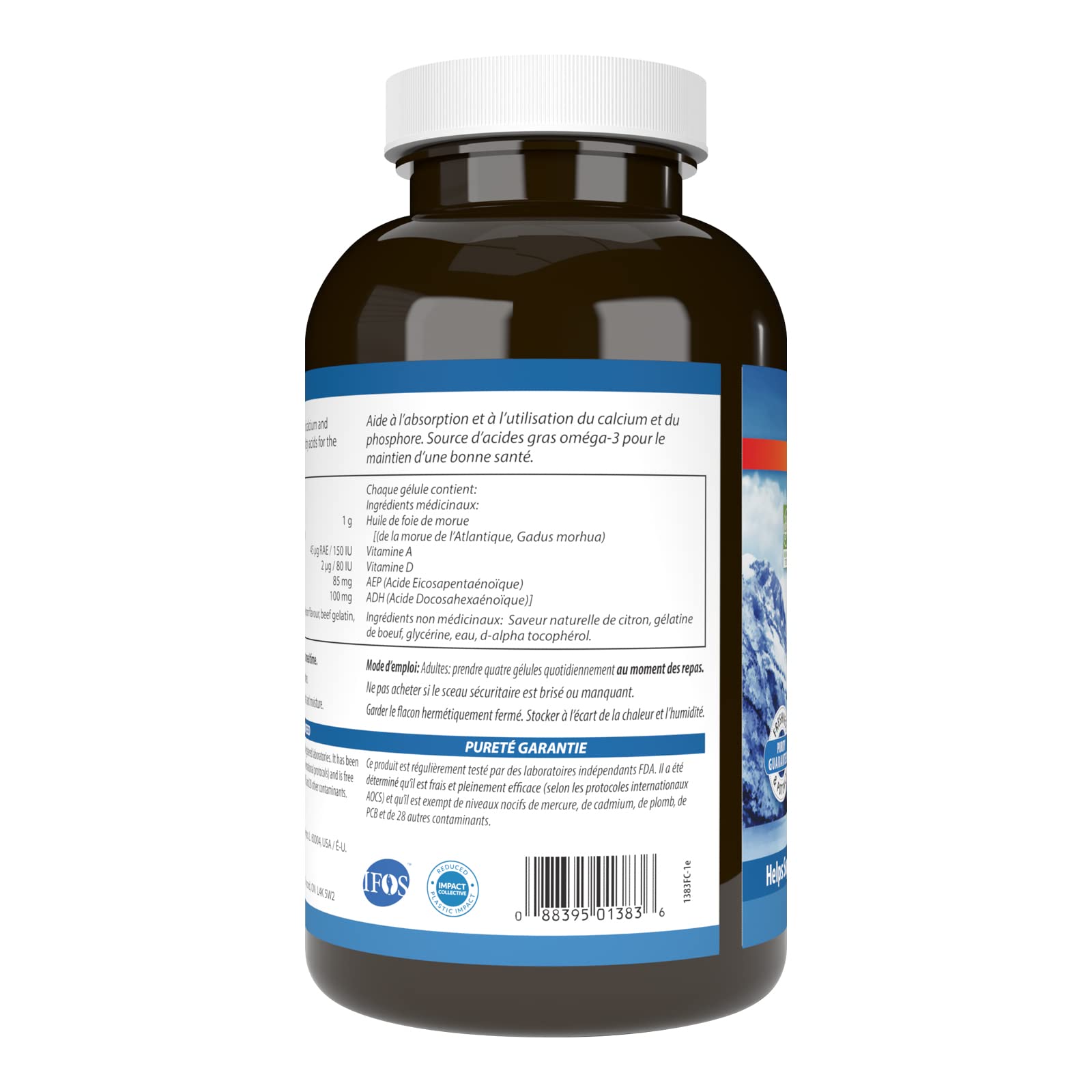 Carlson - Huile de Foie de Morue en Gélules, 920 mg d'Oméga-3 + Vitamines A & D3, Huile de Foie de Morue Arctique Norvégienne Sauvage, Capsules d'Huile de Poisson Nordique Issue de Sources Durables, Citron