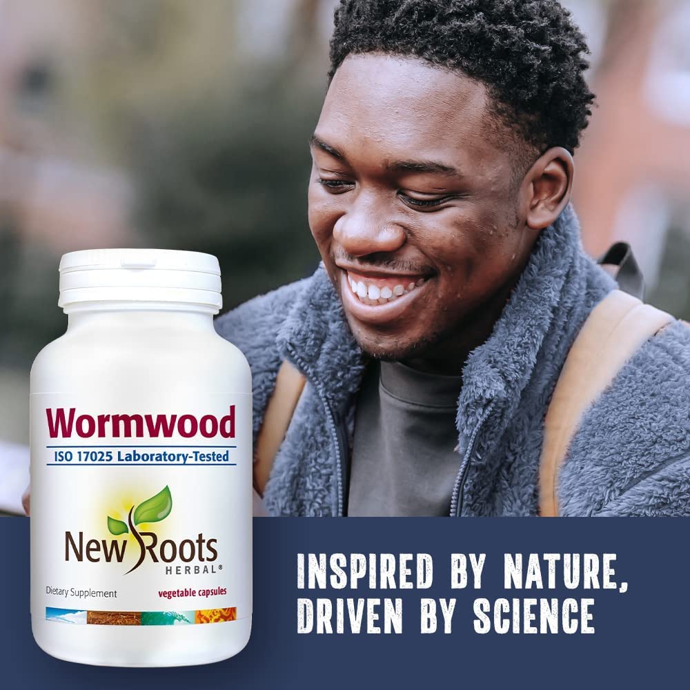 New Roots Herbal Wormwood Capsules for Adults, Digestive Bitters, 100 Pack