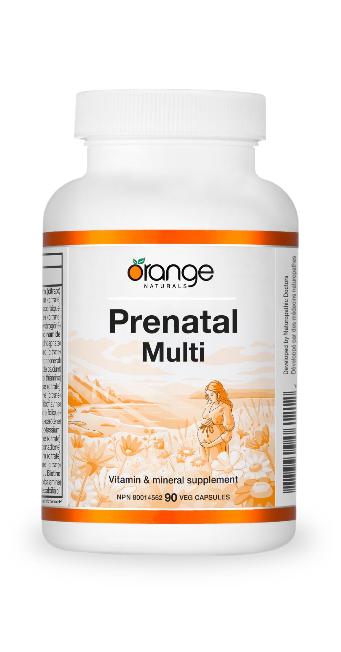 Orange Naturals - Multivitamine prénatale pour femmes, 90 capsules - Apporte les nutriments essentiels pour une grossesse en santé - Soutient le développement des os, des yeux, des nerfs et du système immunitaire du fœtus