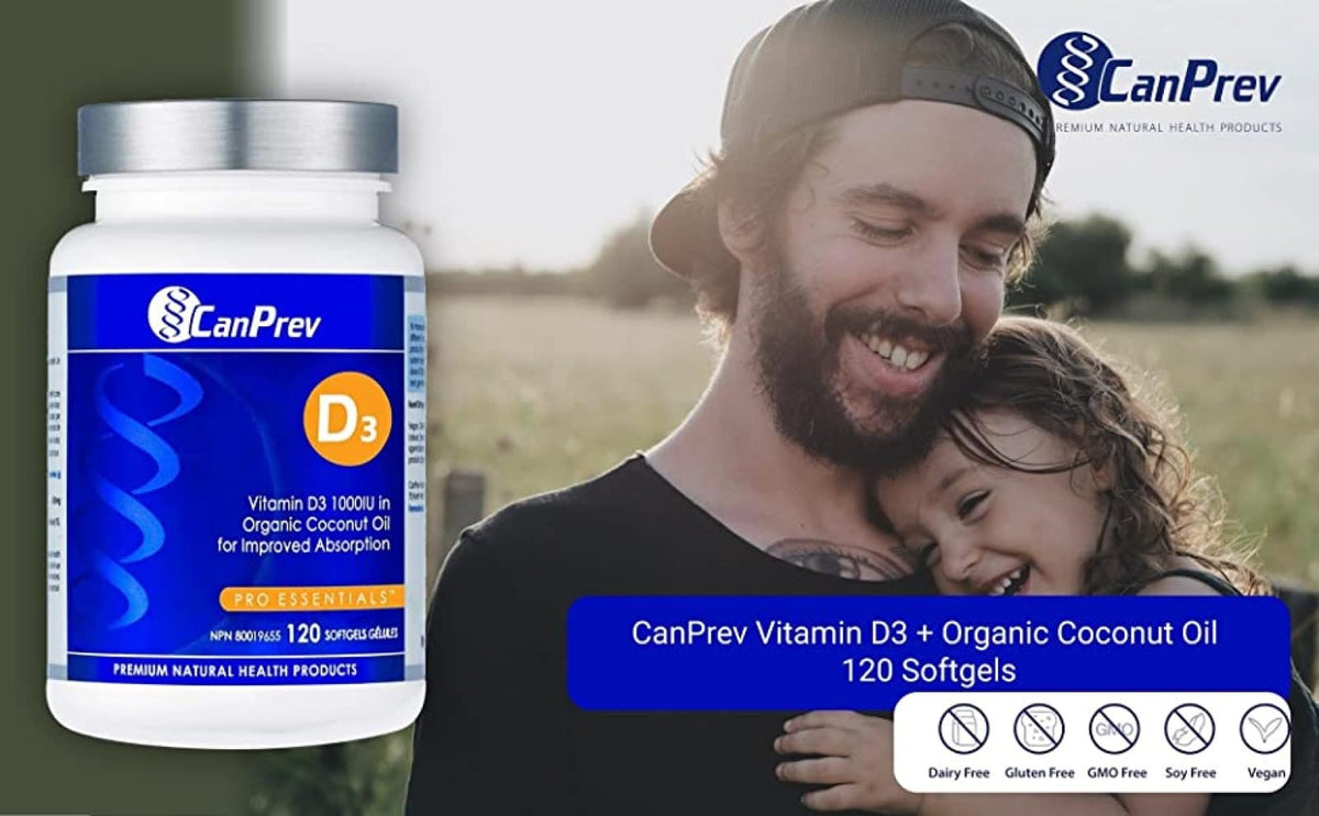 CanPrev Vitamin D3 1000 IU Softgels, Organic Virgin Coconut Oil, 120 Count