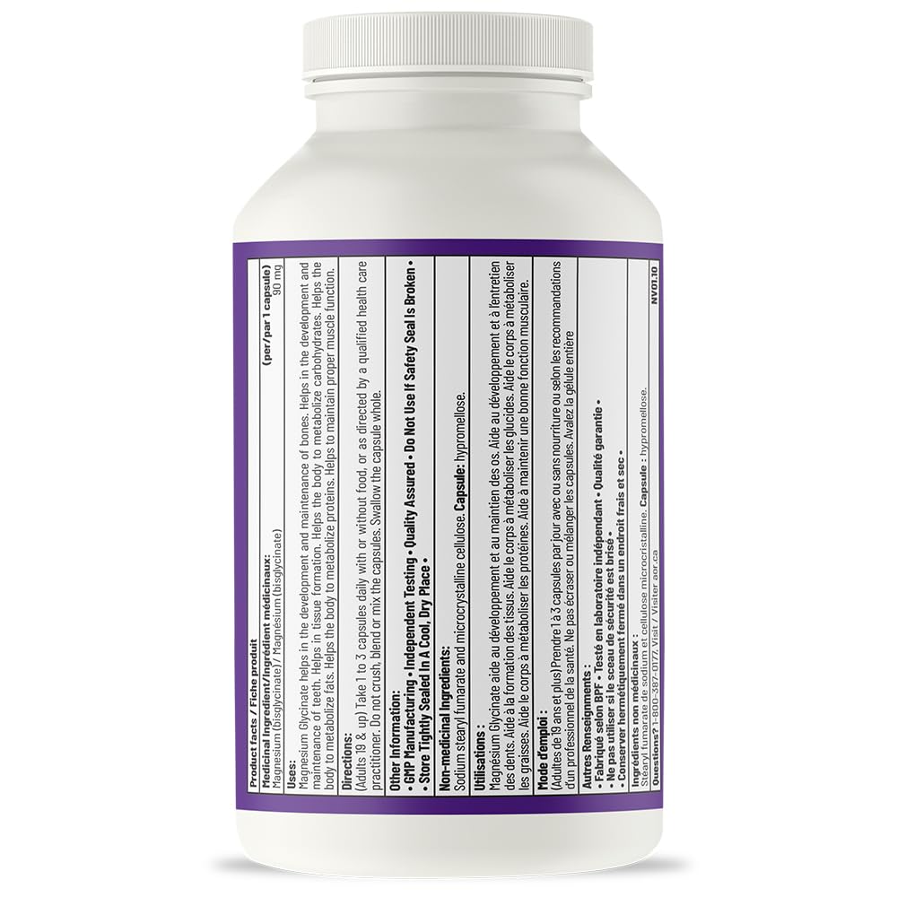 AOR Magnésium Glycinate, 90 mg, Favorise une fonction musculaire et un métabolisme optimaux, Soutien cardiovasculaire, Confort musculaire et cycles menstruels équilibrés, Végétalien et sans OGM