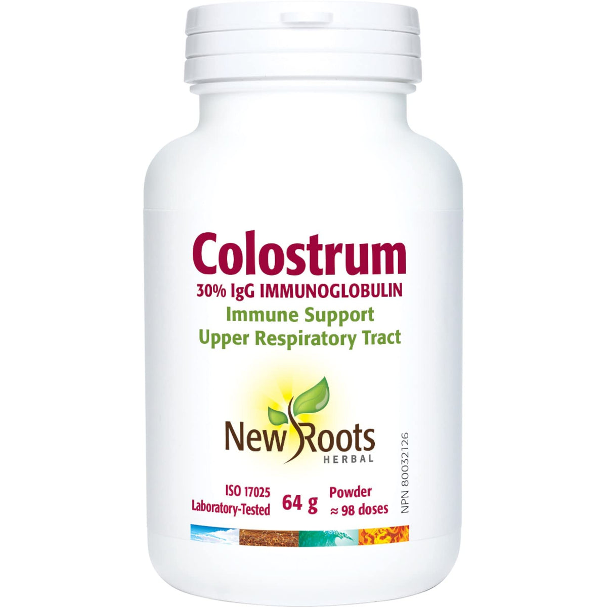 New Roots Herbal Bovine Colostrum Powder, 30% Immunoglobulins, 98 Servings