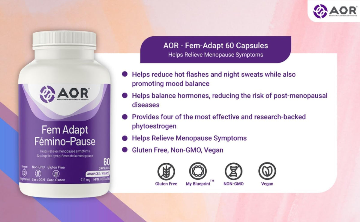 AOR Fem-Adapt Soy Isoflavones, Black Cohosh, Menopause Support, 60 Capsules