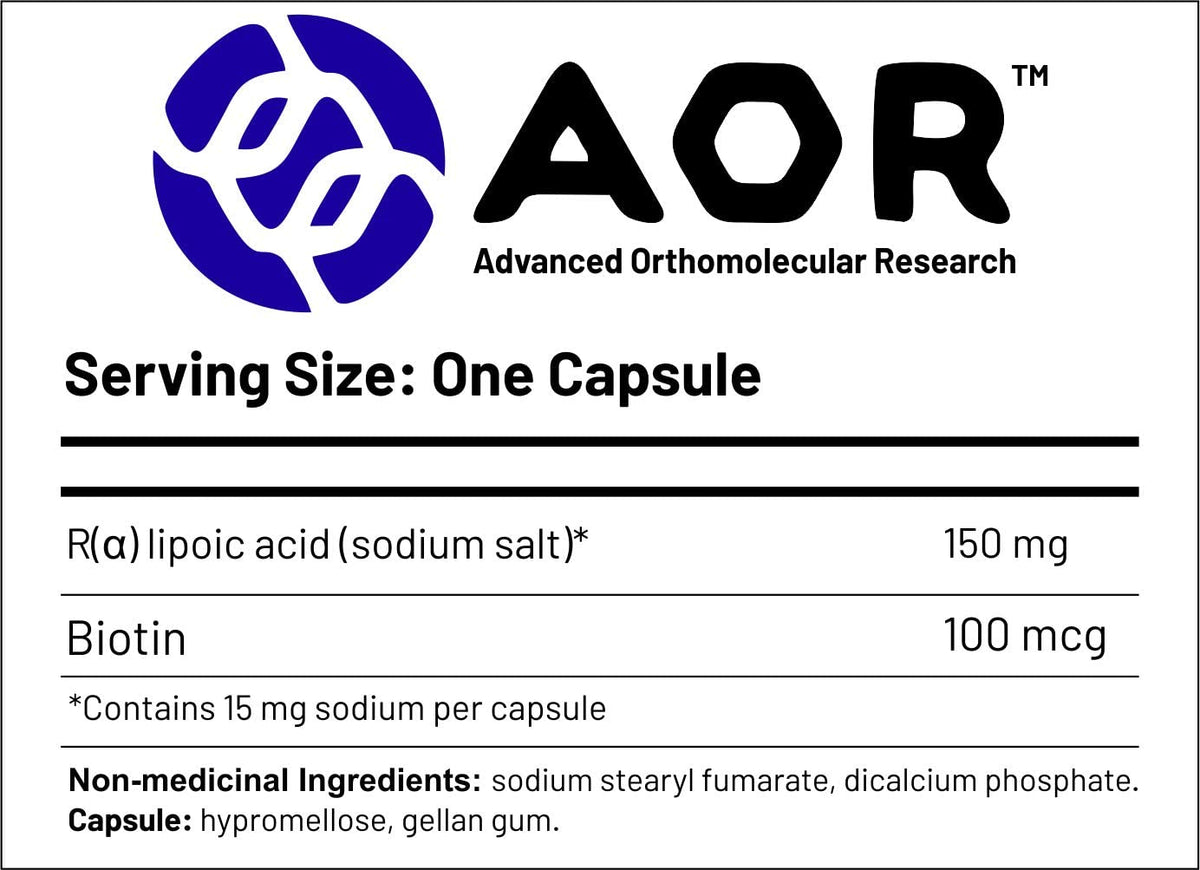 AOR Alpha Lipoic Acid 150 mg, 100 mcg Biotin, 180 Caps, 60 Day Supply