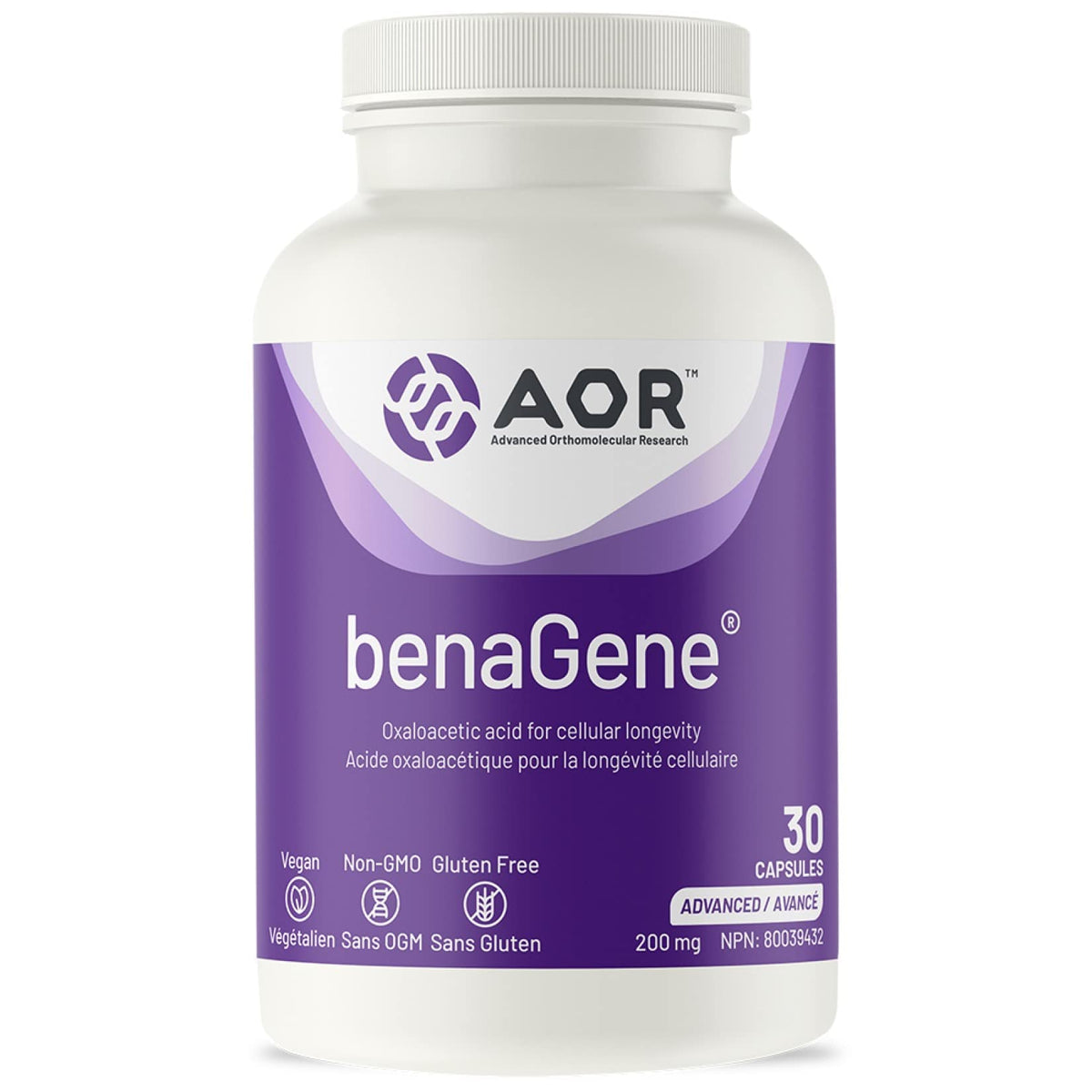 AOR Benagene Vit C, 3-Carboxy-3-Oxopropanoic Acid, Gluten Free, 30 Capsules