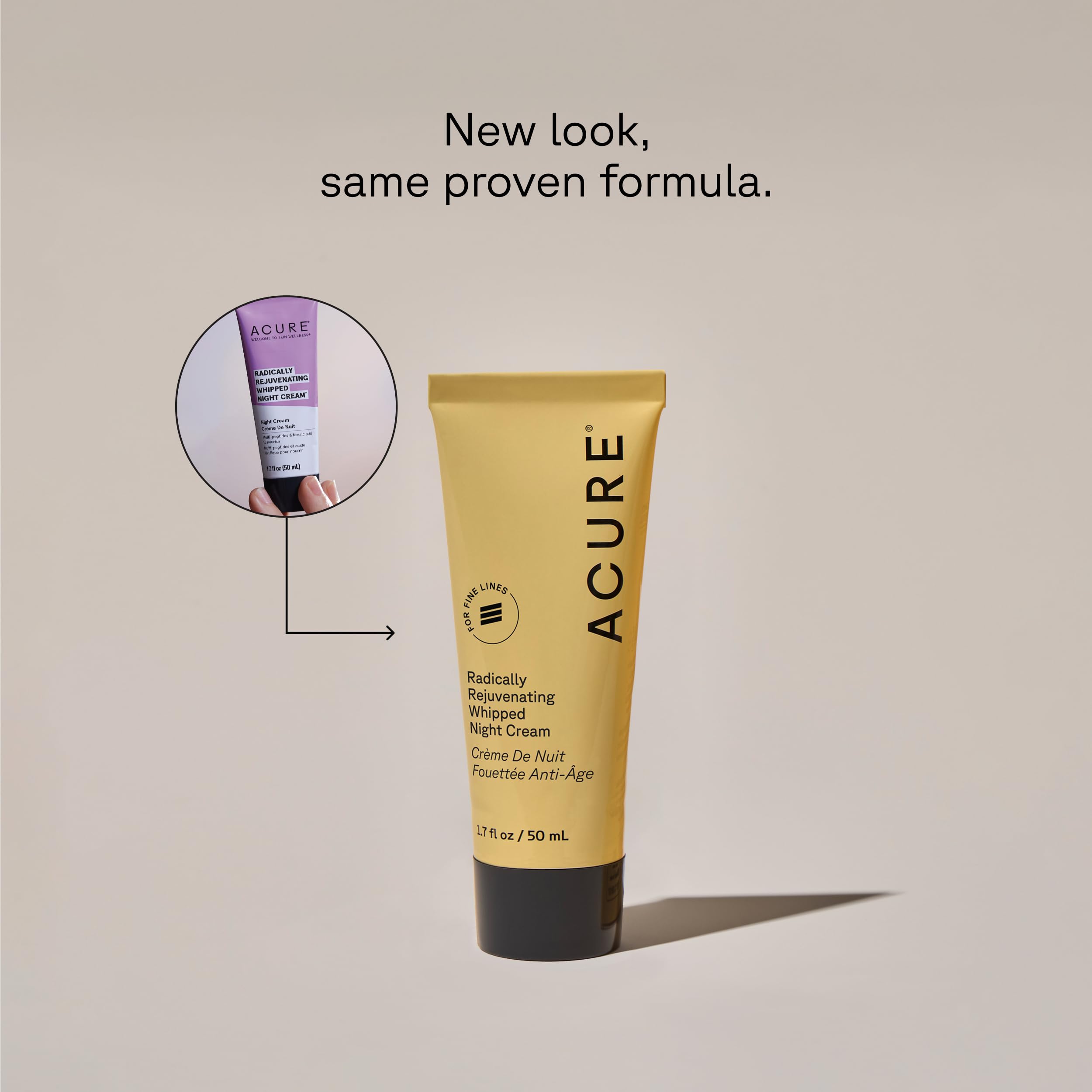 Acure Radically Rejuvenating Whipped Night Cream - Anti Aging Peptide Night Face Cream for Women & Men, Hydrating & Renewing Moisturizer for Fine Lines and Dark Spots with Vitamin C, 50ml