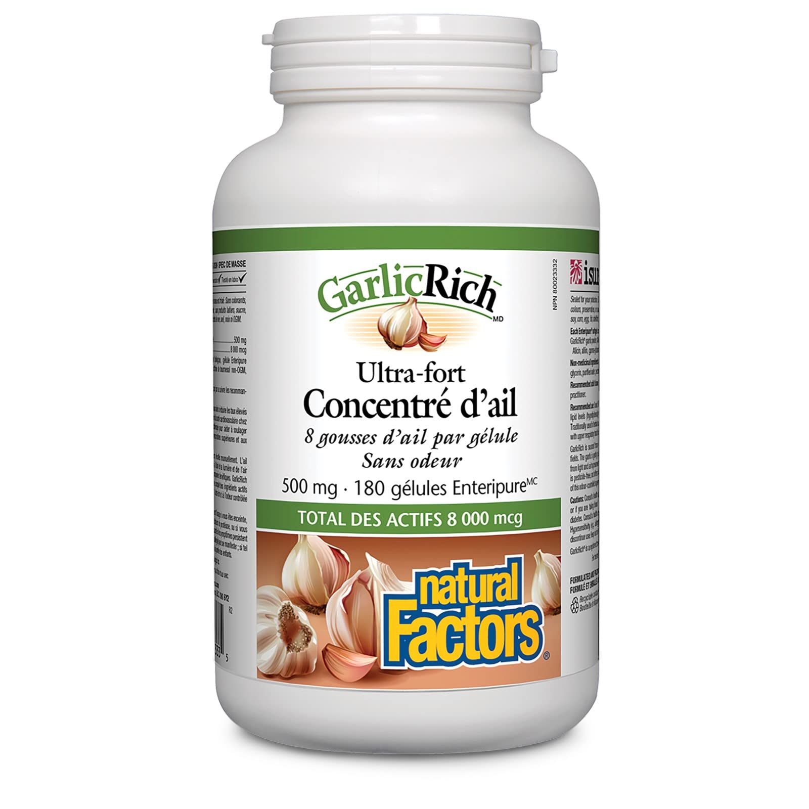 Natural Factors, Garlic Rich, Super Strength Garlic Concentrate, 500 mg, 180 Enteric Coated Softgels by Natural Factors