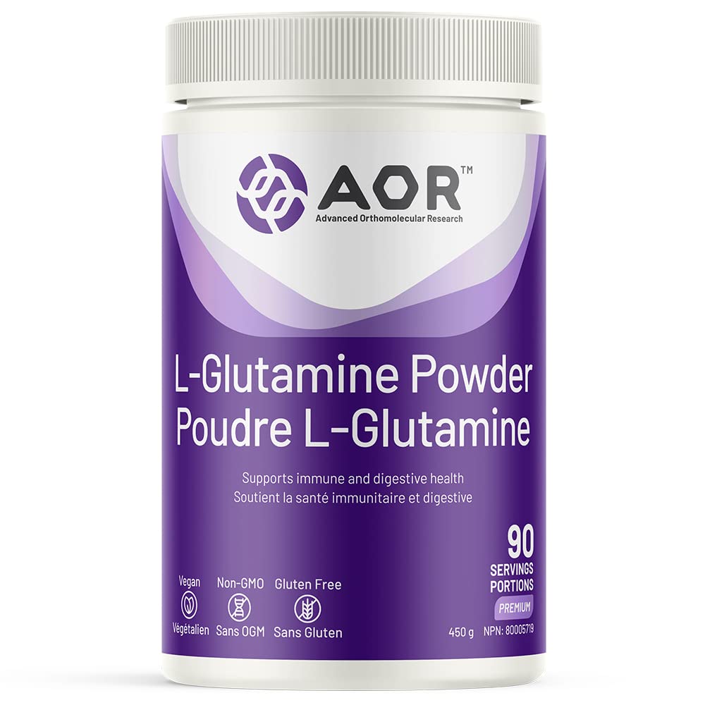 AOR L-Glutamine Poudre 5000mg, 450g 90 portions – Supplément de L-Glutamine, favorise le confort digestif, la récupération et le bien-être général, végétalien et sans OGM, un choix fiable recommandé par les professionnels