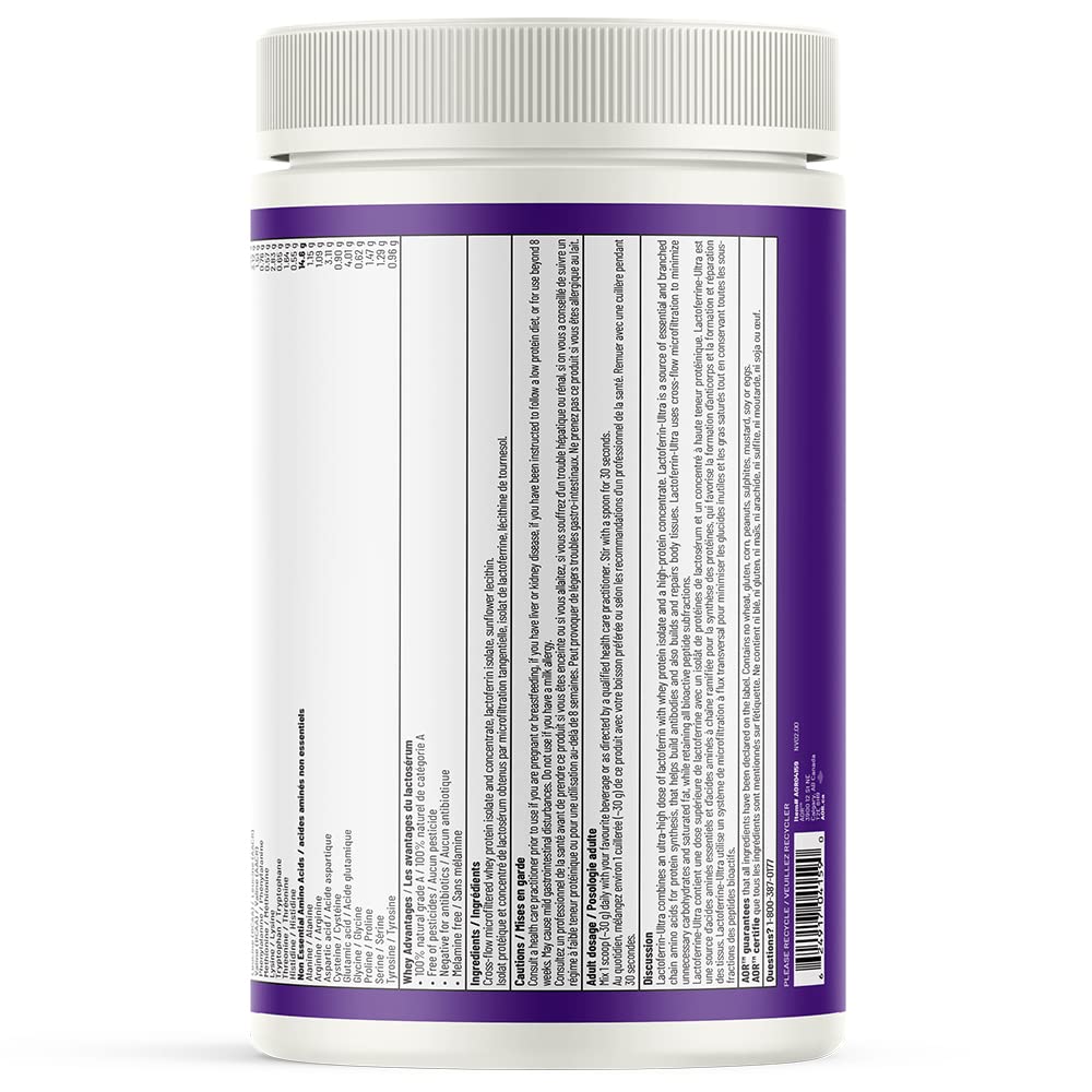 AOR - Lactoferrin Ultra, 1kg Powder 33-Servings - Lactoferrin-Enhanced Whey - Supports Immune Health, Helps Regulate Iron and Promotes Gut Health - Gluten-Free and Non-GMO