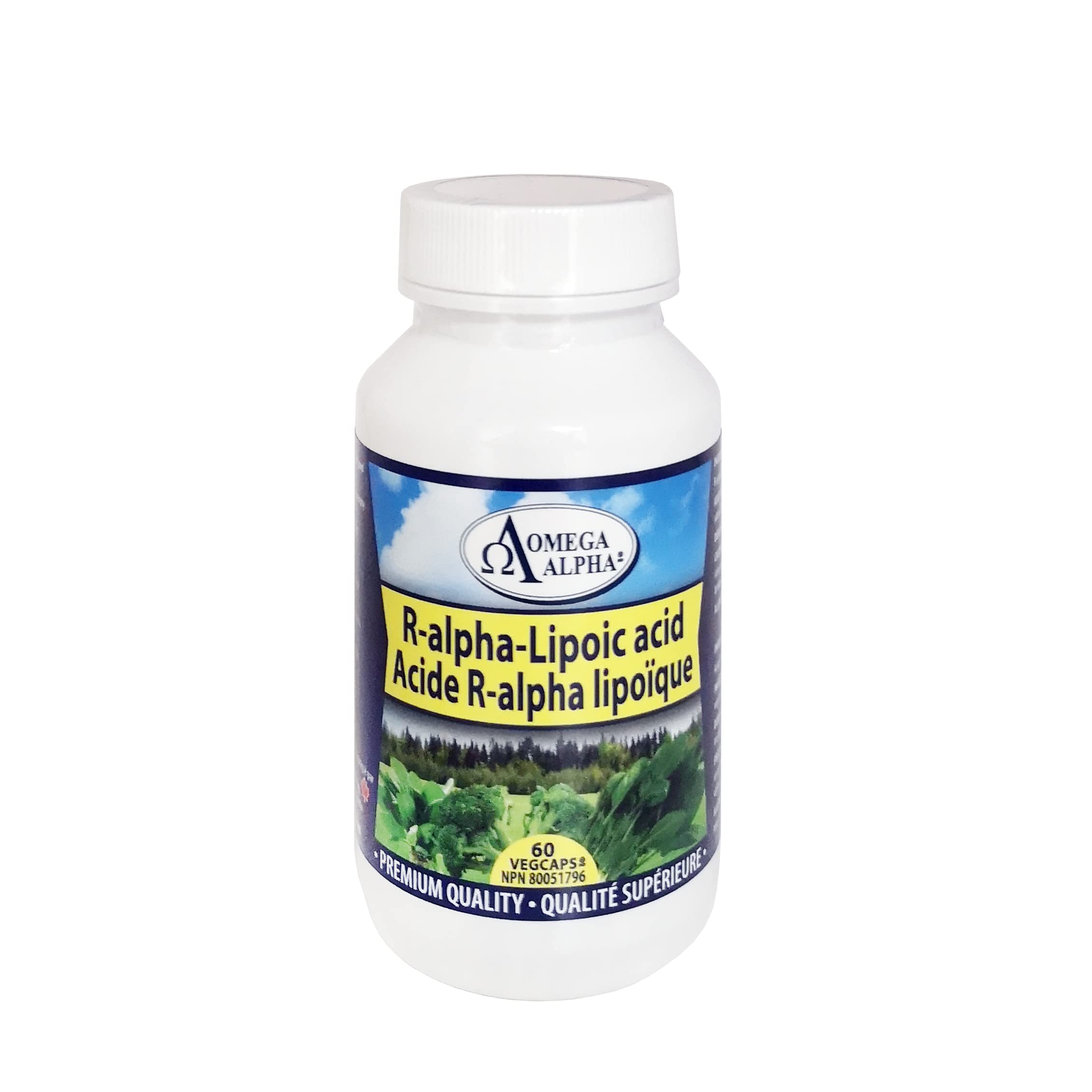 Omega Alpha Acide Alpha-Lipoïque (ALA) 250 mg, 60 capsules végétales, pour 30 jours, soutien antioxydant pour le métabolisme du glucose et la vitalité, fabriqué au Canada