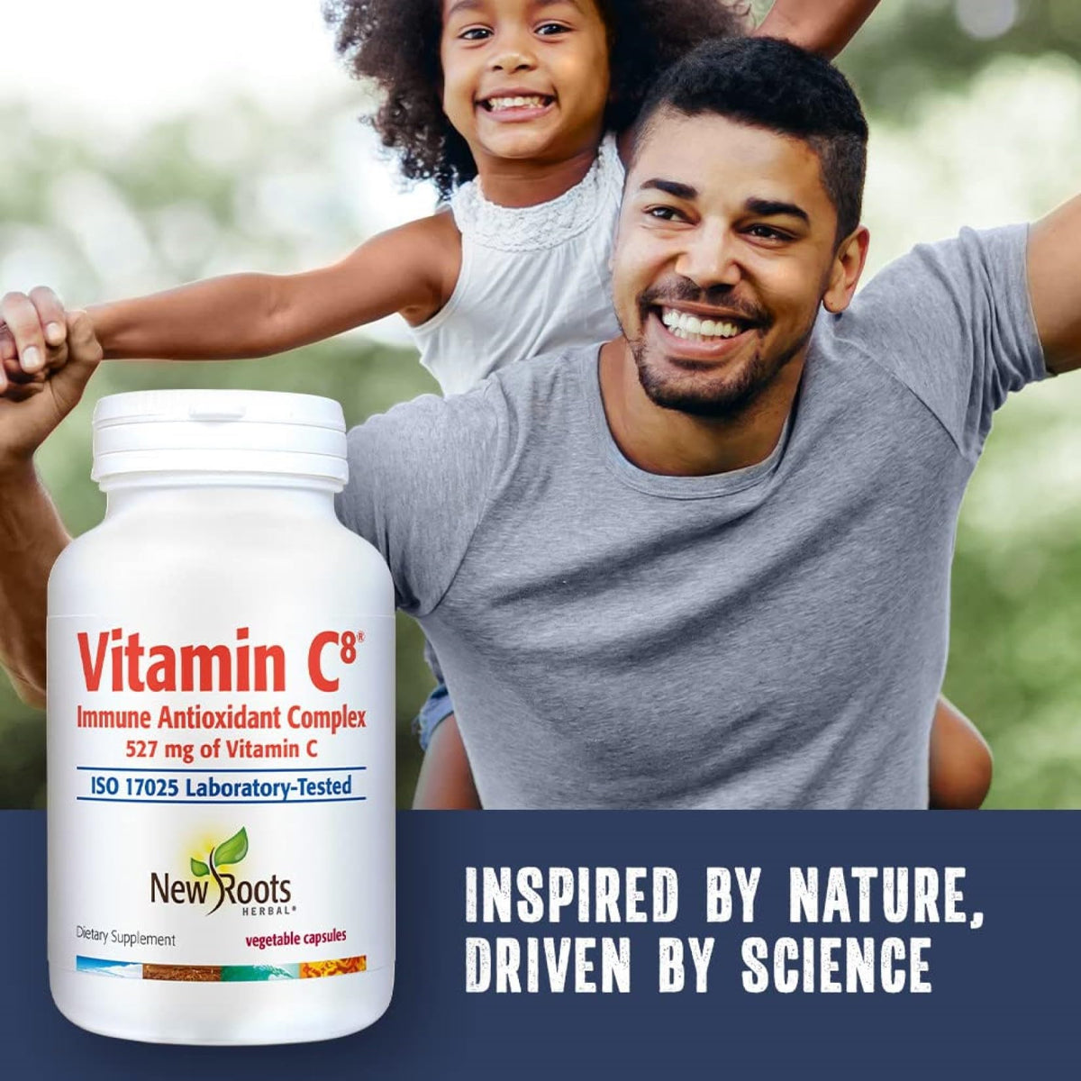 New Roots Herbal Vitamin C⁸ 90 Veg Capsules, 45-Day Supply - 8 Active Forms of Buffered Vitamin C with Zinc & Green Tea Extract for Enhanced Absorption, Antioxidant Support, Non-GMO, Made in Canada