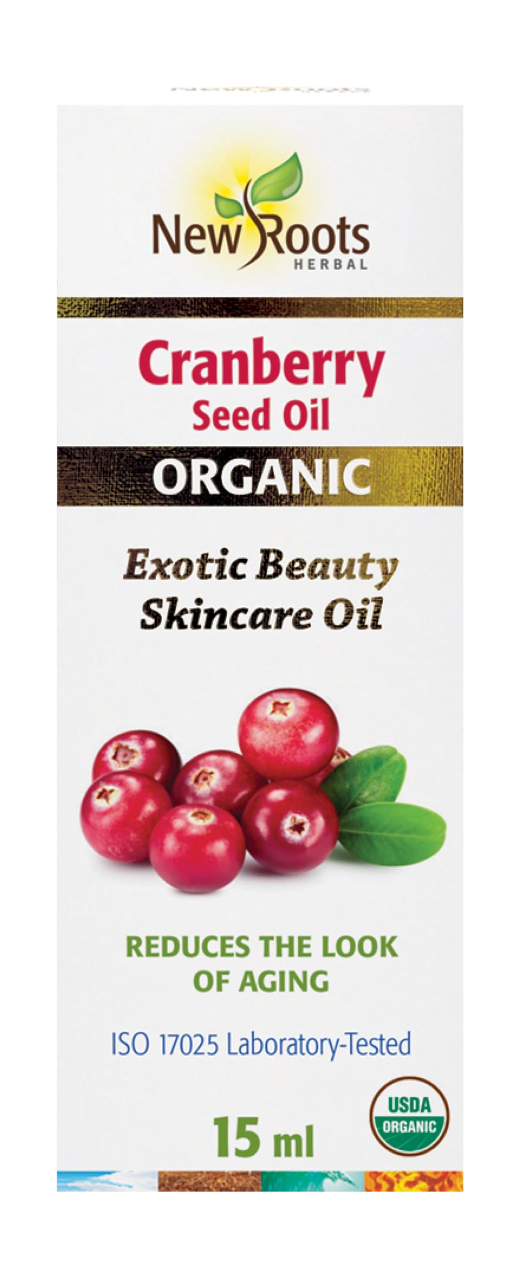 New Roots Herbal Organic Cranberry Seed Oil 15 ml - Exotic Beauty Skincare Oil, Vitamins A, C & E, Rich in Omega-3 for Deep Hydration & Radiant Skin - Promote Youthful Glow, Skin Elasticity & Vitality