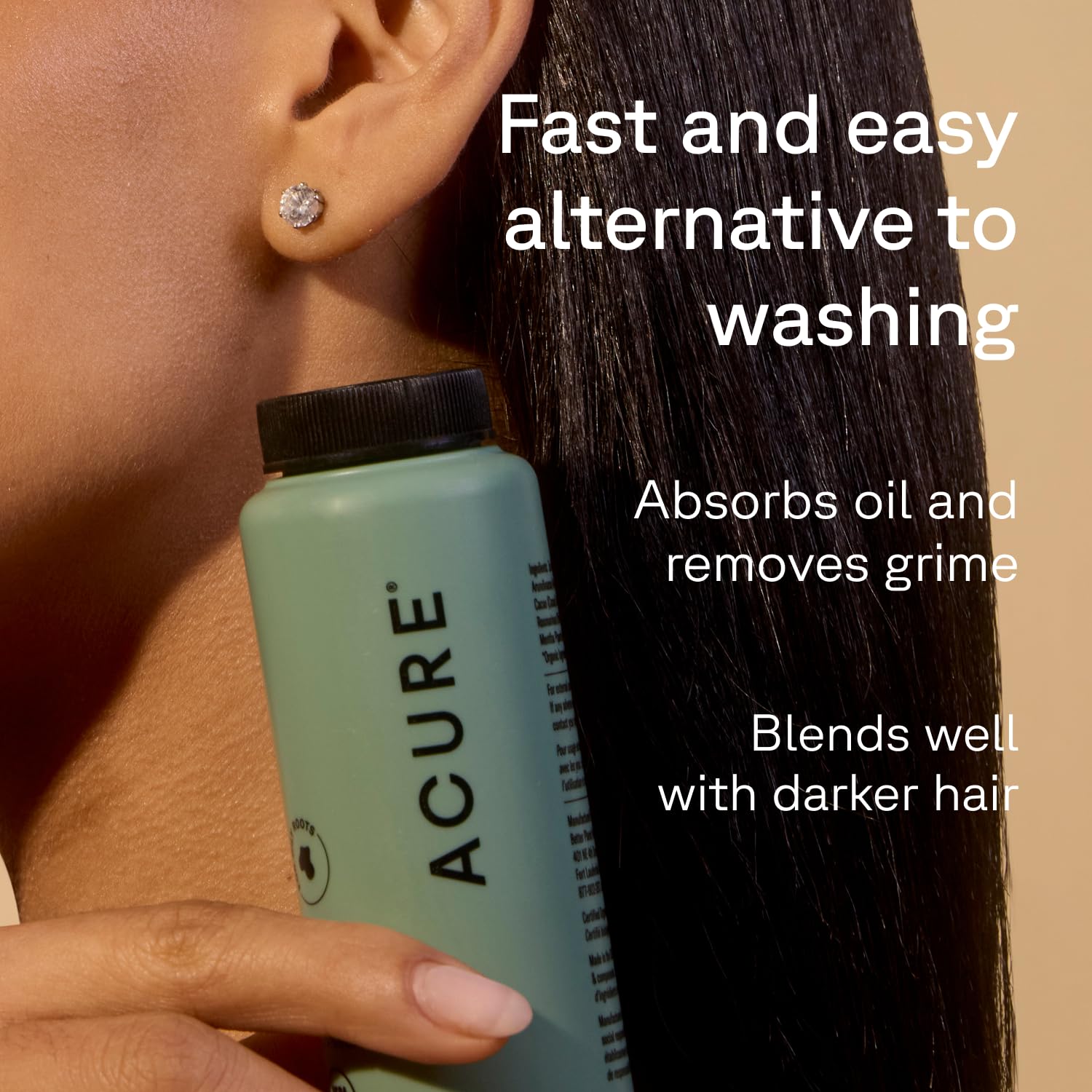Acure Dry Shampoo - Mini Powder Dry Shampoo for Women with Brunette & Dark Hair, Care to Refresh Treated Color Tinted Hair with Rosemary & Cocoa, Non Aerosol, Clean, 100% Vegan, Travel Size