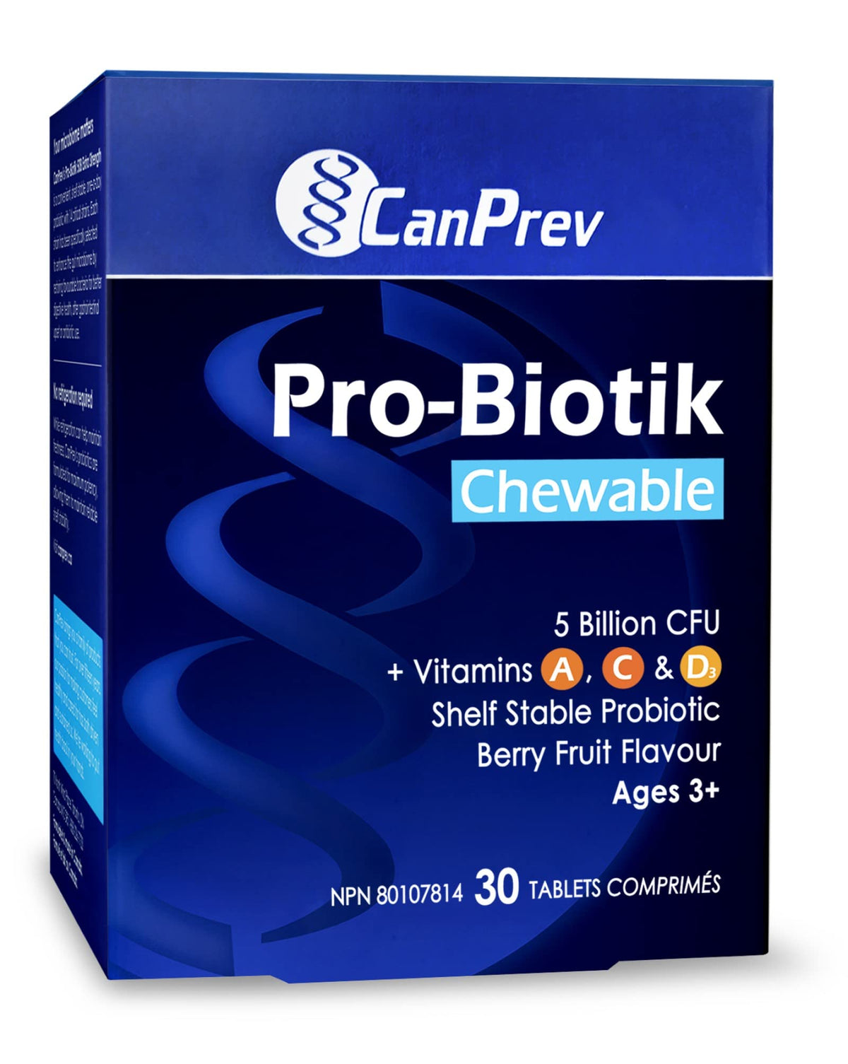 CanPrev Kids Probiotic Chewable Tablets, 5 Billion CFU, Berry, 30 Tablets