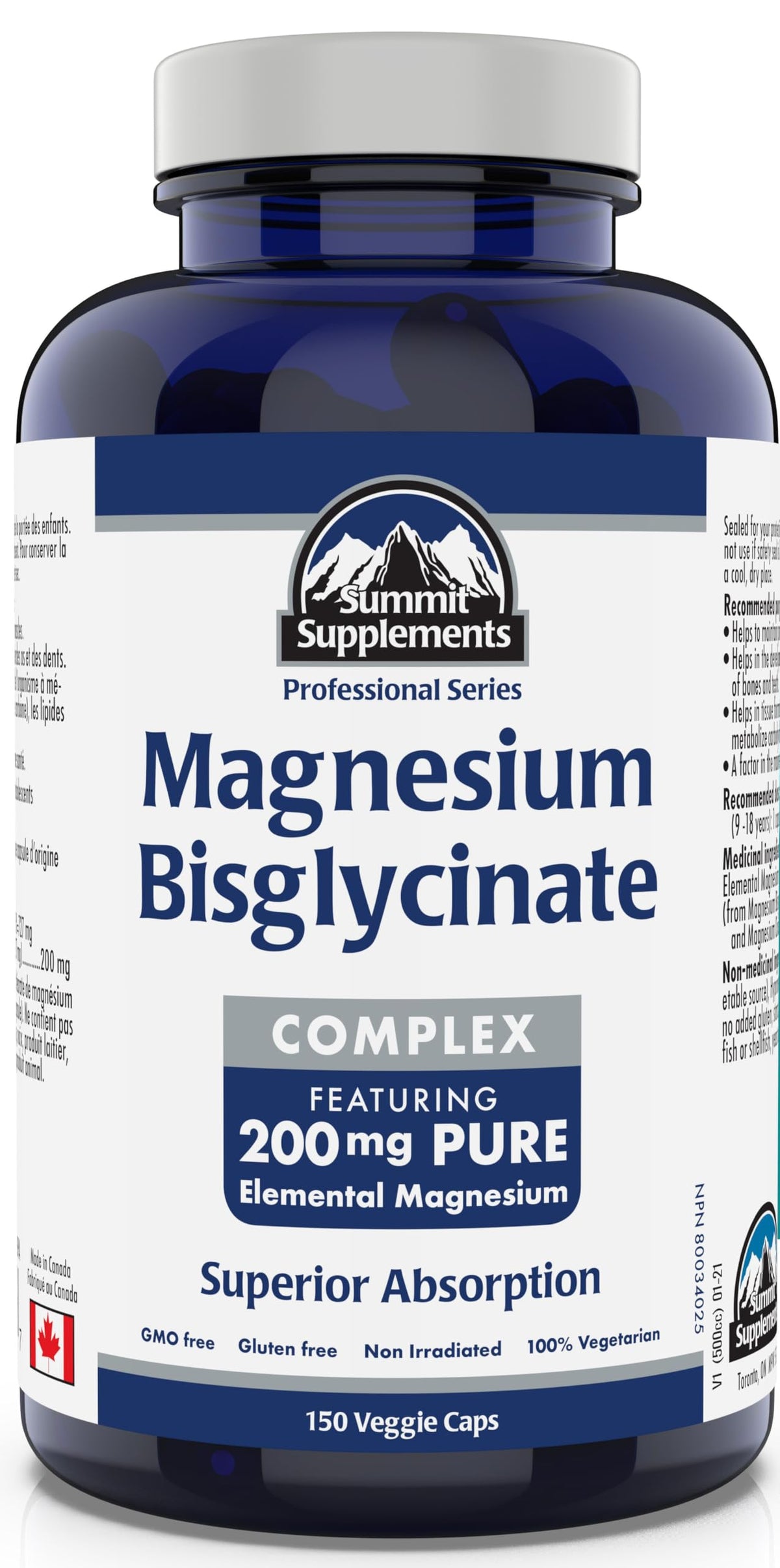 Magnesium Biglycinate 200 mg 150 Capsules, 150-Day Supply - Muscle Health, Bone Health and Cramp Relief - Sweet Dreams Magnesium Supplements - 3rd Party Tested - Formulated & Made in Canada