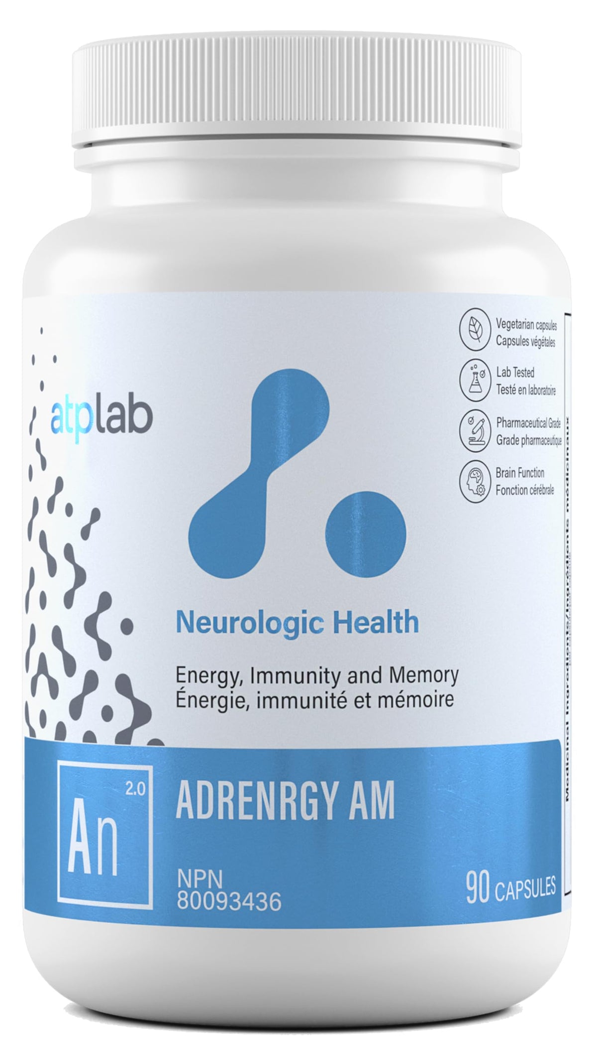 atplab AdrenRGY AM, Ashwagandha, Rhodiola Rosea, Vitamin C, B12, 90 Caps