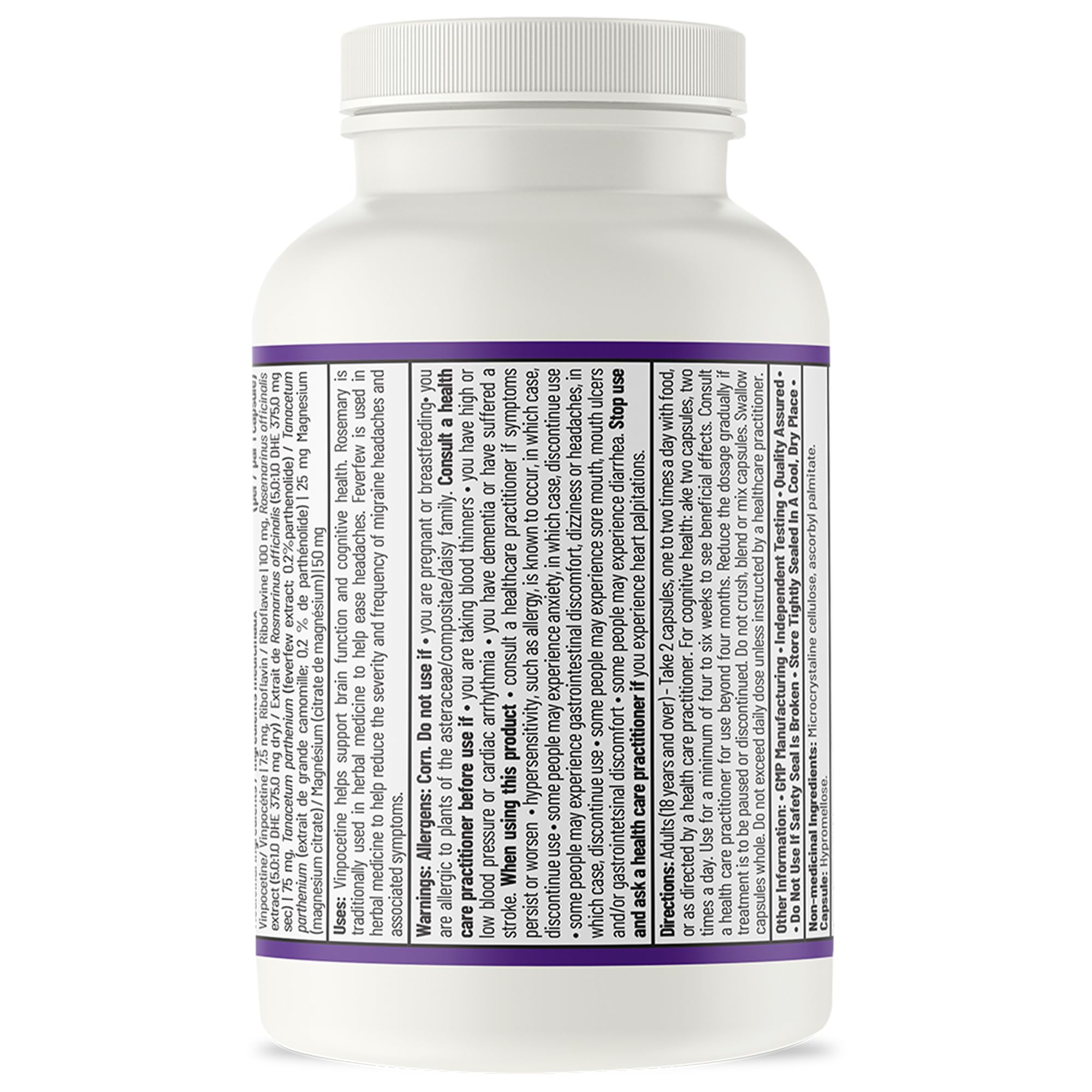 AOR Migraine Manager 60 Caps 30-Day Supply - Balanced Support with Riboflavin, Feverfew Extract & Magnesium Citrate - Brain Health Supplement for Adults - Natural Calm for Head Comfort & Sleep Support