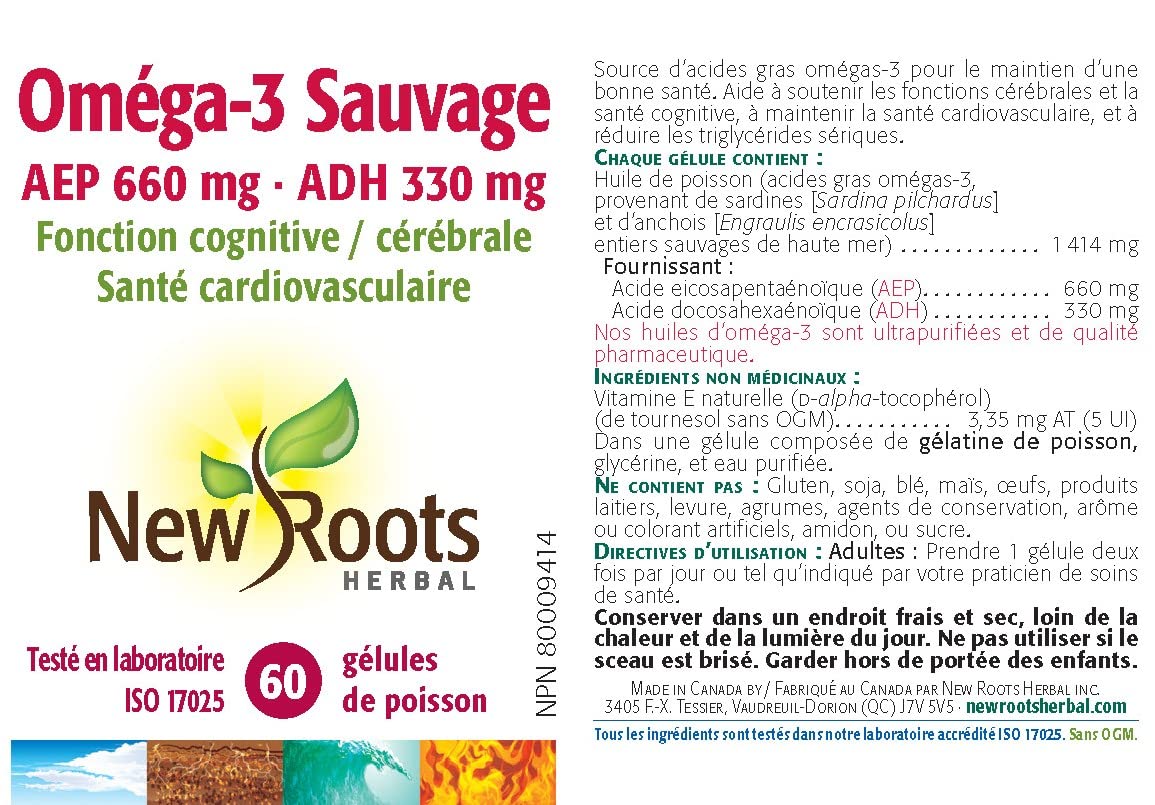 New Roots Herbal - Oméga-3 Sauvage AEP 660mg - ADH 330mg