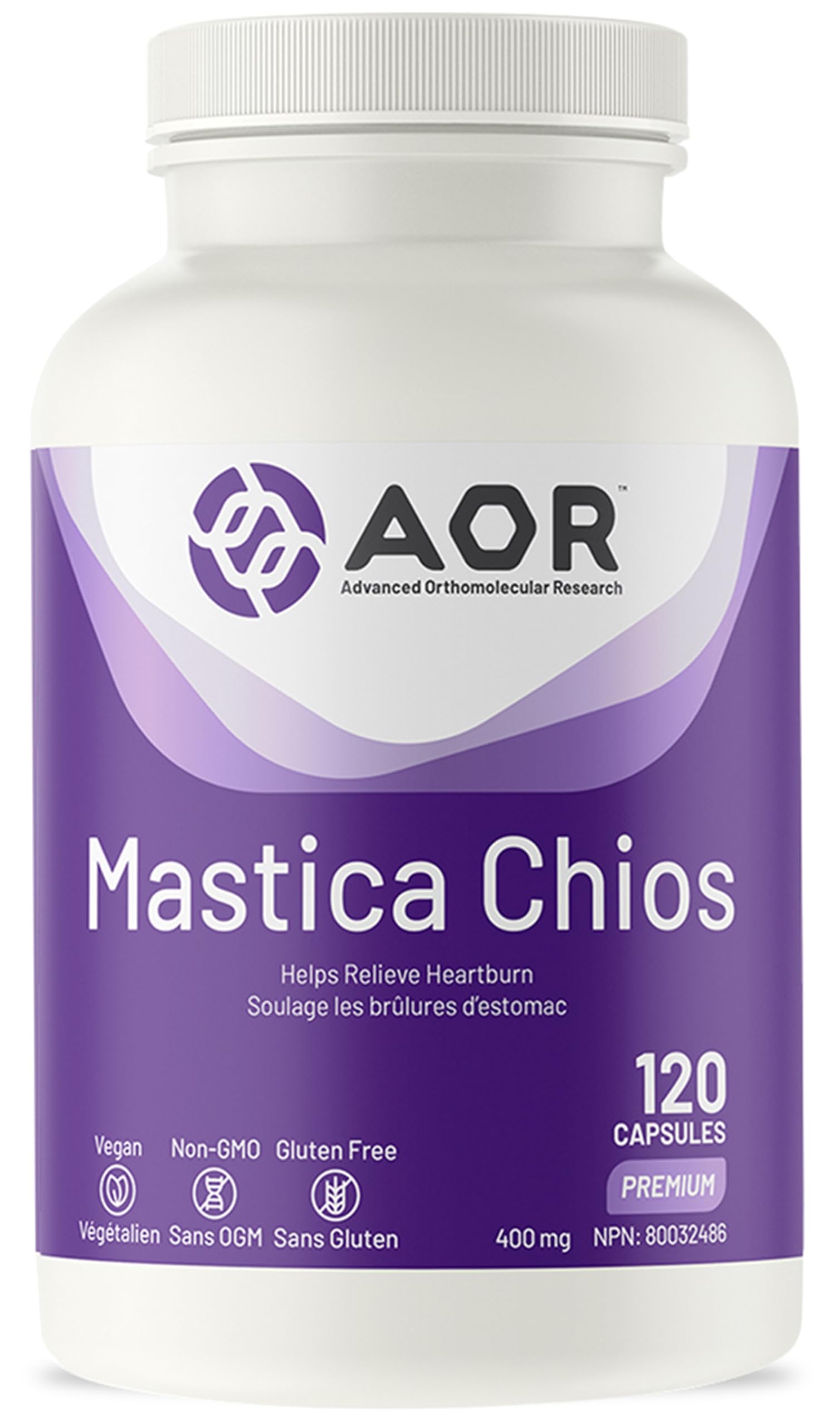 AOR Mastica Chios Gélules Végétaliennes 400 mg, 120 Comprimés, Approvisionnement de 40 Jours – Gomme de Mastic Pure de l'Arbre à Pistache Grec – Soutient le Confort Digestif – Supplément de Gomme de Mastic Chios pour l'Estomac et l'Intestin