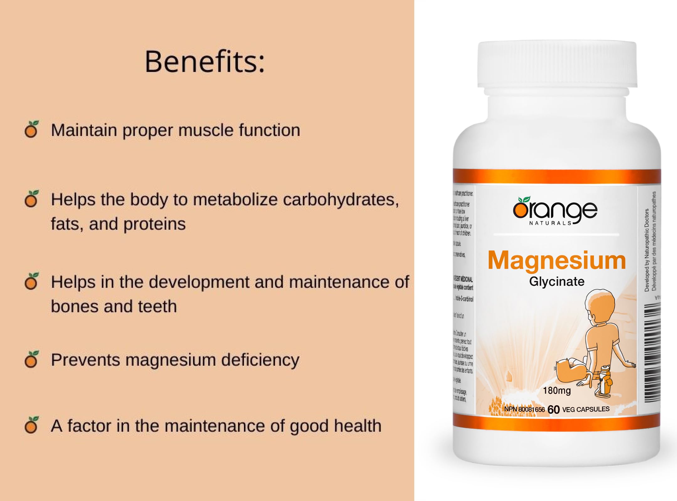 Orange Naturals Magnésium Glycinate 200mg