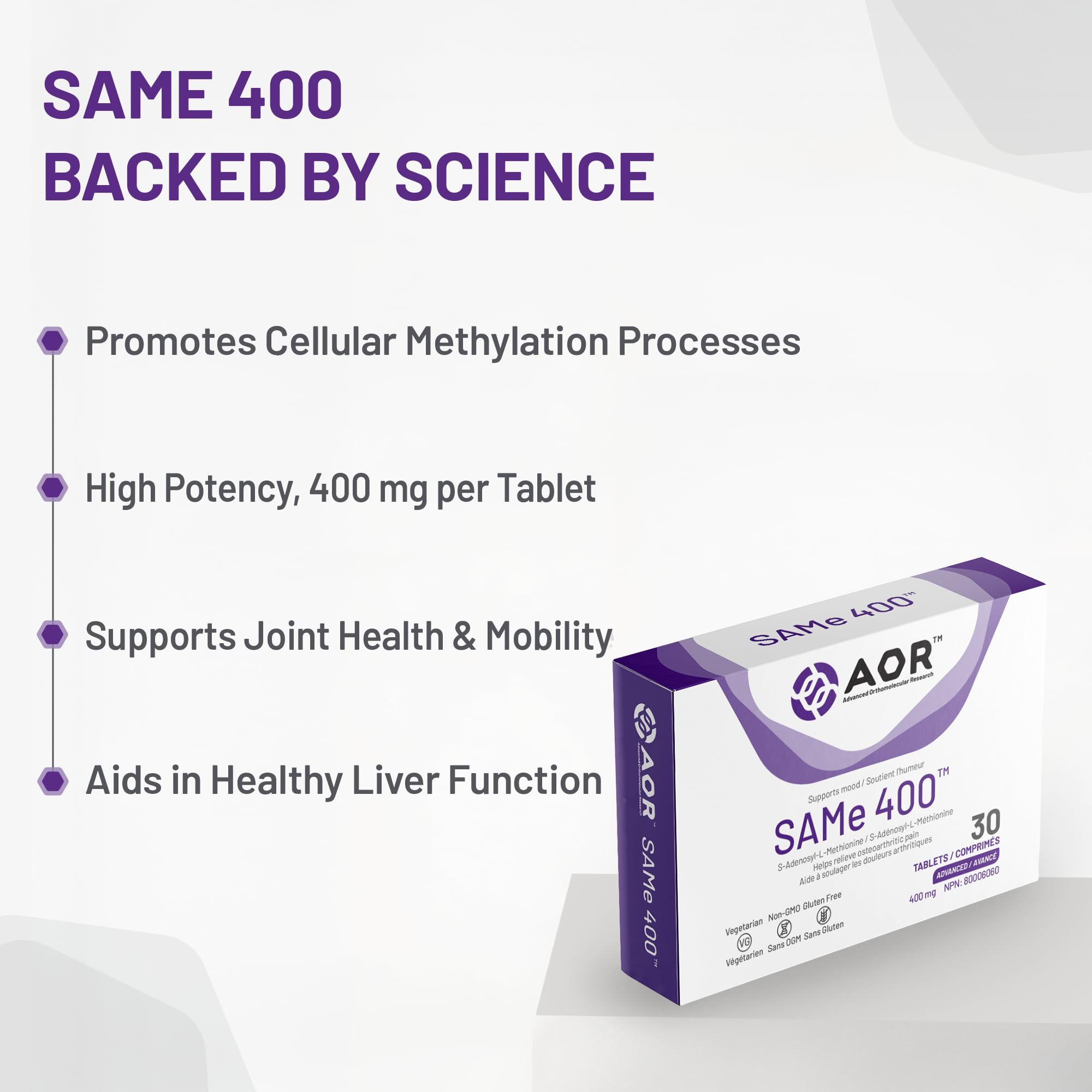 AOR - SAMe 400 - 60 comprimés