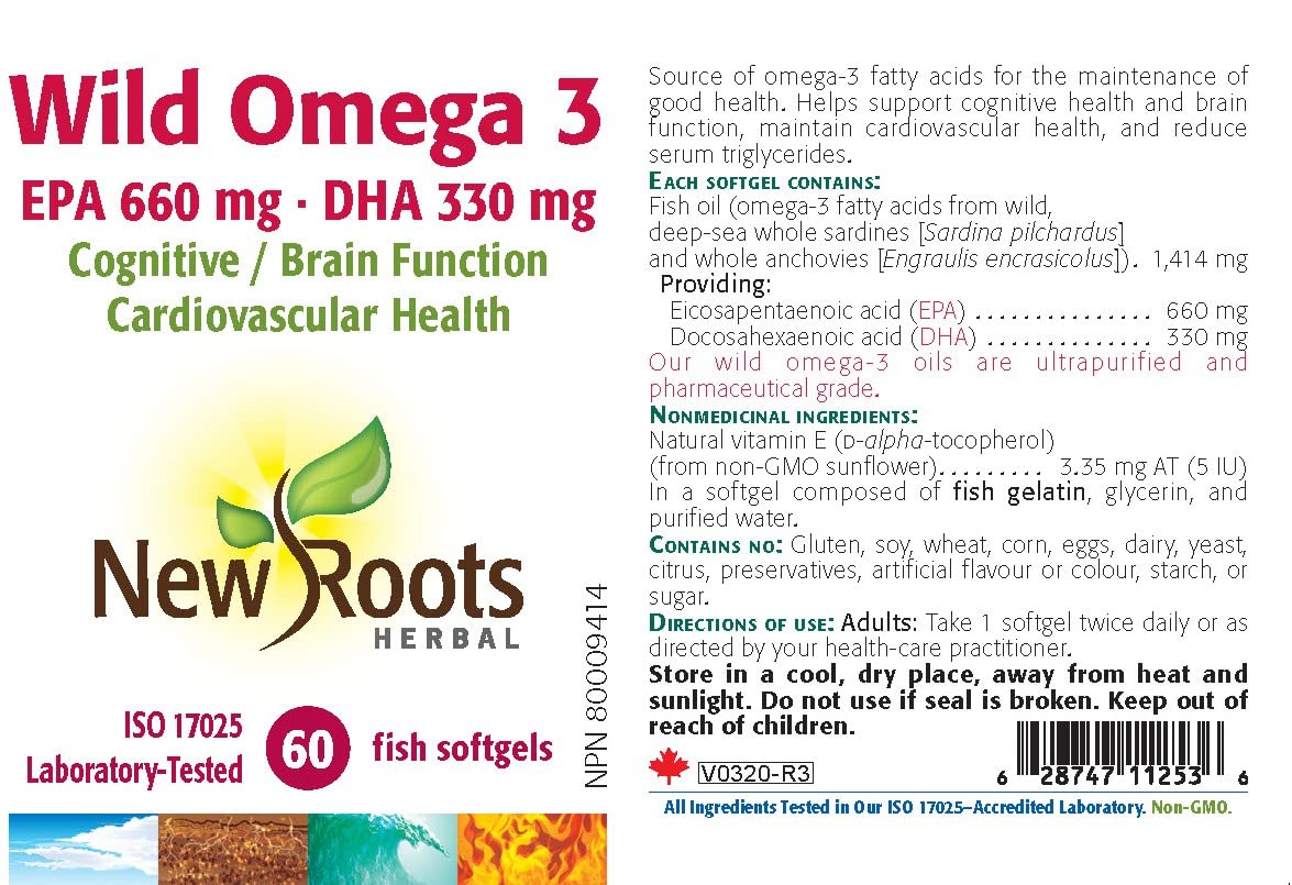 New Roots Herbal - Oméga-3 Sauvage AEP 660mg - ADH 330mg