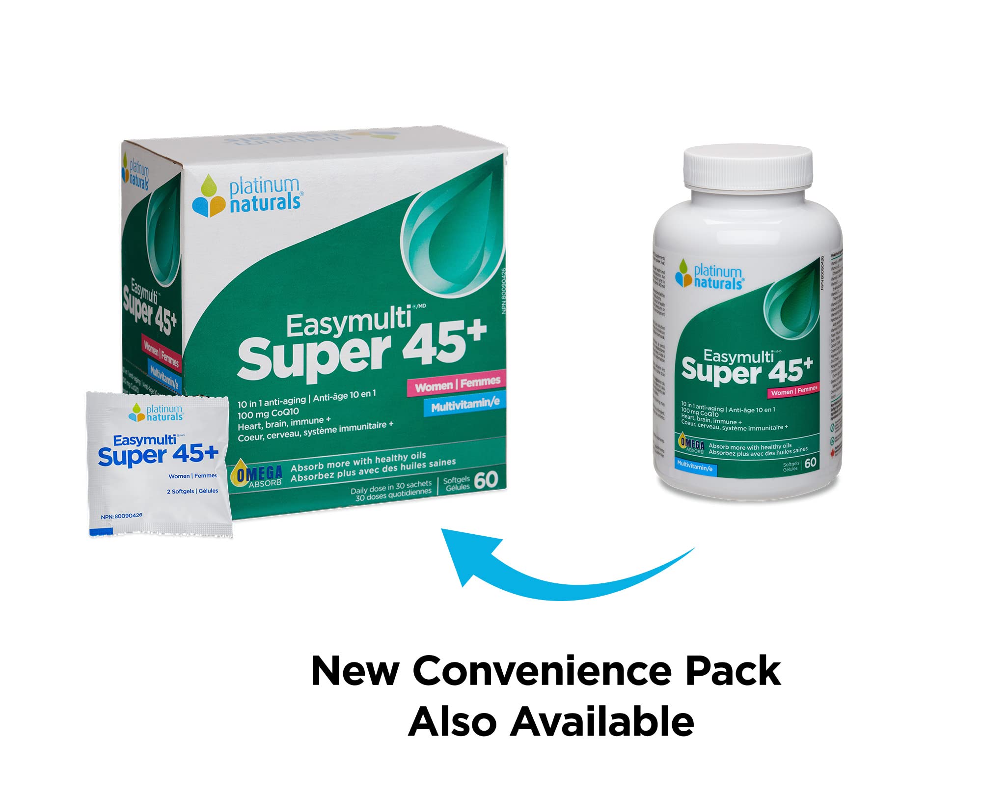 Platinum Naturals - Super Easymulti 45+ pour femmes | Anti-âge | 100mg CoQ10