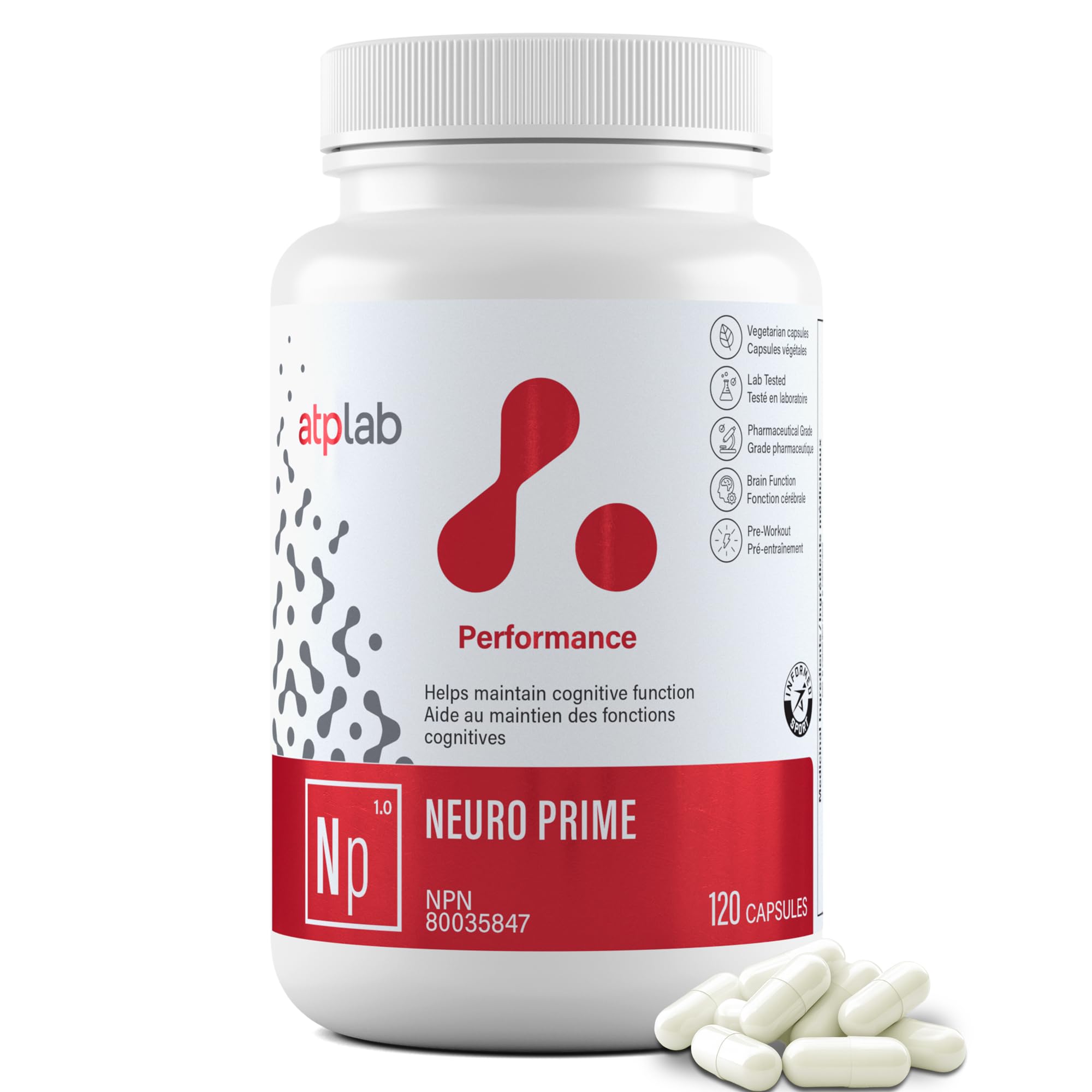 ATP LAB - Neuro Prime 120 gélules - Suppléments pour le cerveau et la mémoire - Suppléments pour la mémoire et la concentration - Suppléments cognitifs et suppléments contre la fatigue - Santé mentale