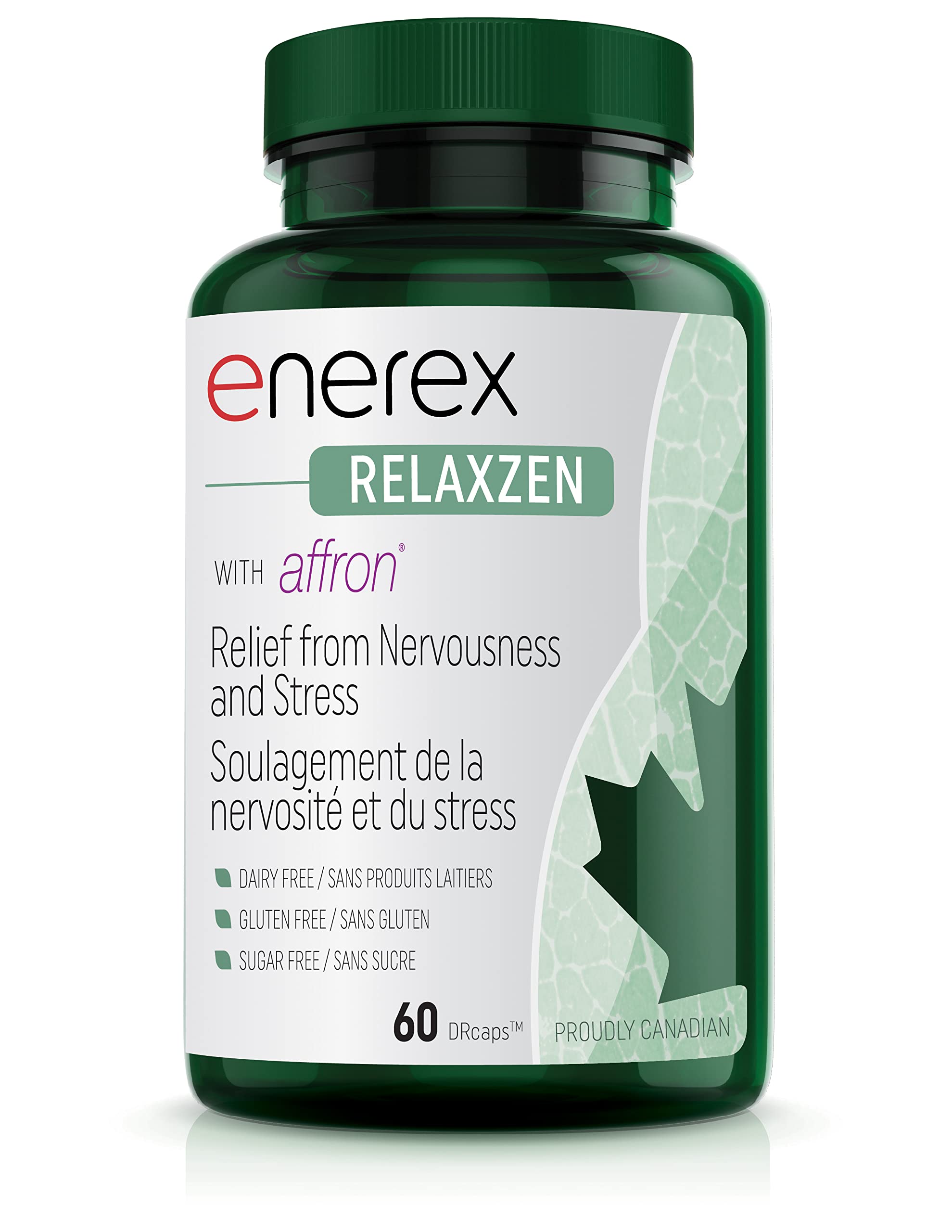 ENEREX - RELAXZEN with Affron, 60 Drcaps 30-Day Supply - Enhance Immune Function and Reduce Blood Glucose Levels - Reduce Cortisol, Blood Pressure and Balance Hormonal Glands - Gluten and Dairy-Free