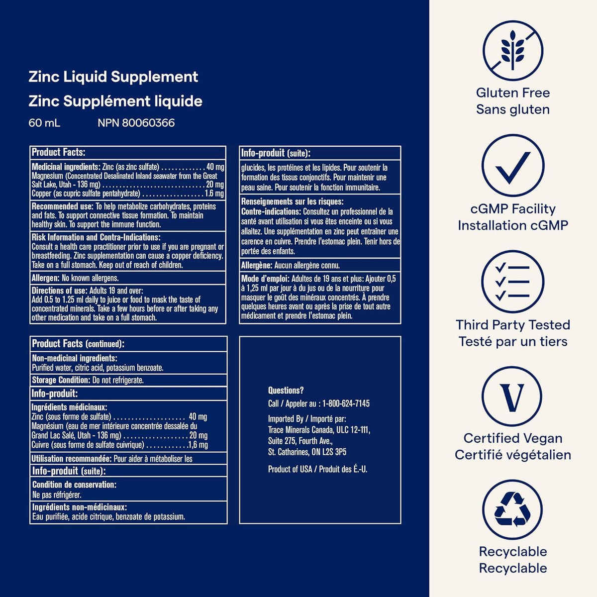 Trace Minerals Liquid Ionic Zinc Drops, Copper, 60ml, 120 Servings