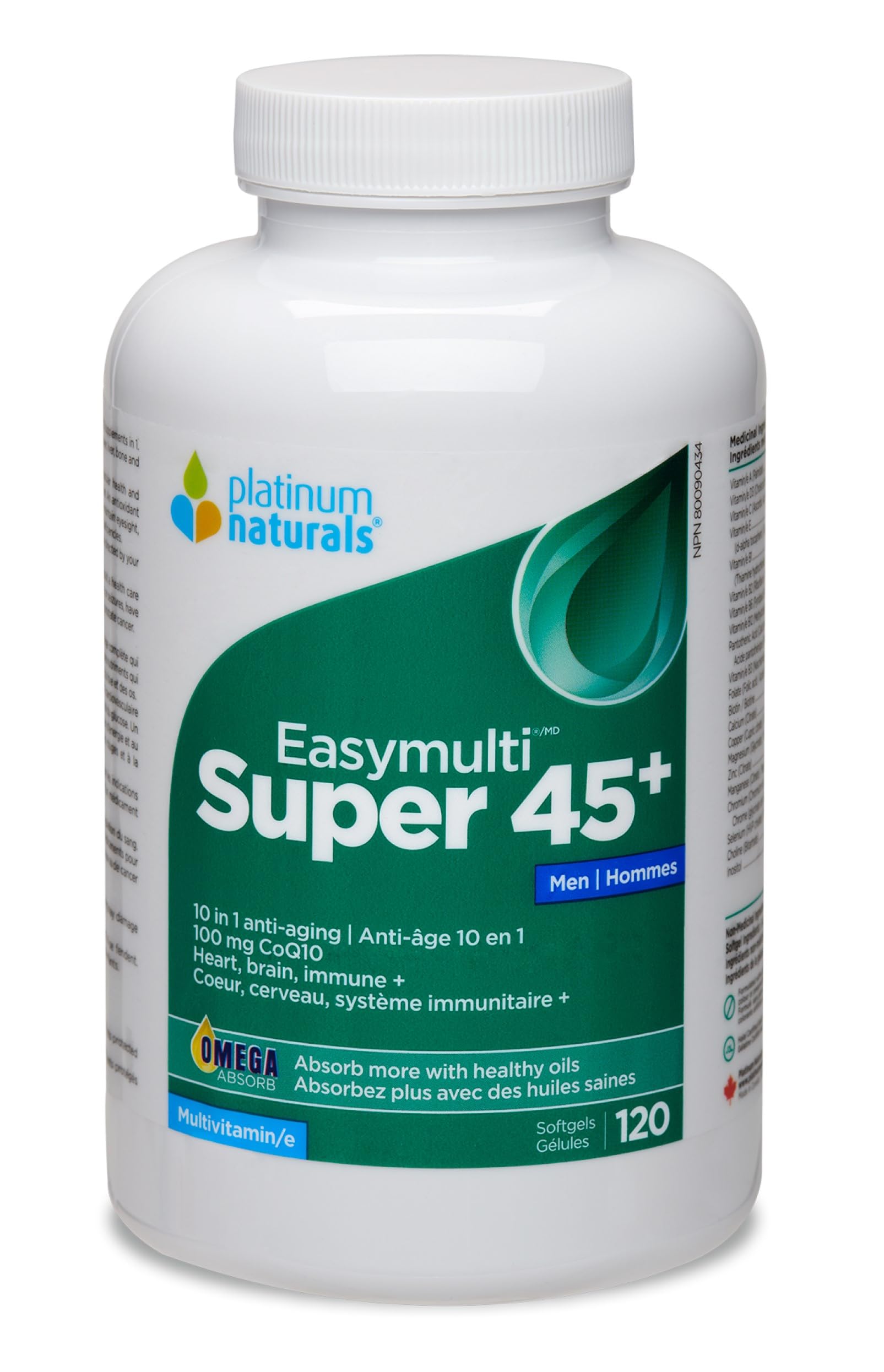 Platinum Naturals - Super Easymulti 45+ pour hommes | Anti-âge | 100 mg de CoQ10