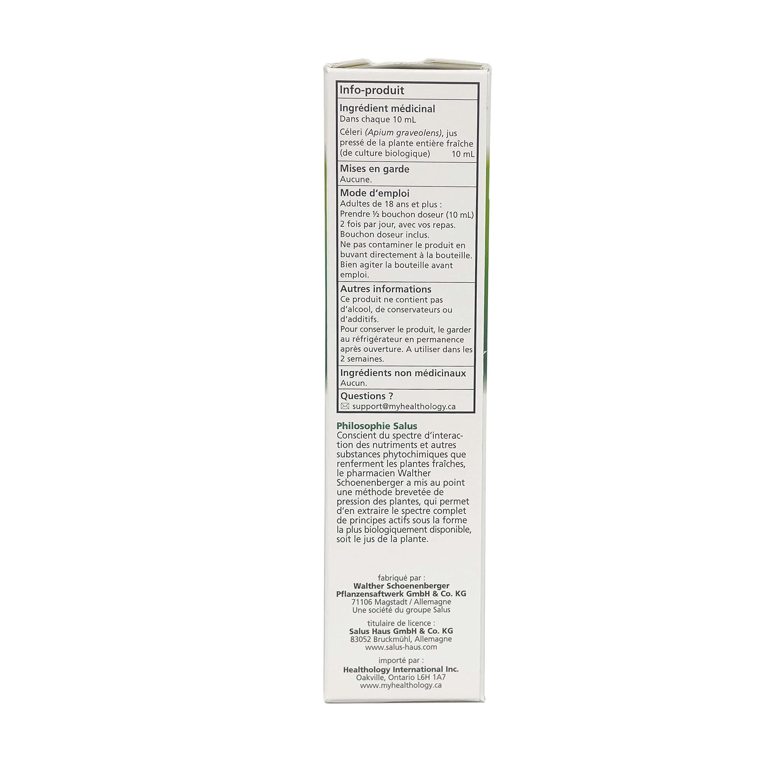 Jus de Céleri Frais 200 ml Salus | Complément Alimentaire & Superaliment pour une Digestion Améliorée & une Protection Cellulaire | Puissant Antioxydant | Contient des Caroténoïdes, des Polyphénols, des Flavonoïdes et des Phytostérols
