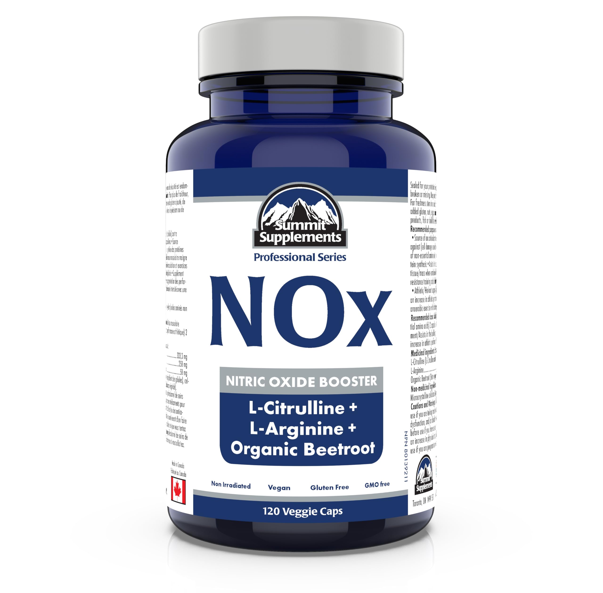 Summit Supplements NOX Nitric Oxide Booster, 120 Veggie Caps, L-Arginine, L-Citrulline & Organic Beetroot, Pre-Workout Pump & Endurance, Vegan, Non-GMO
