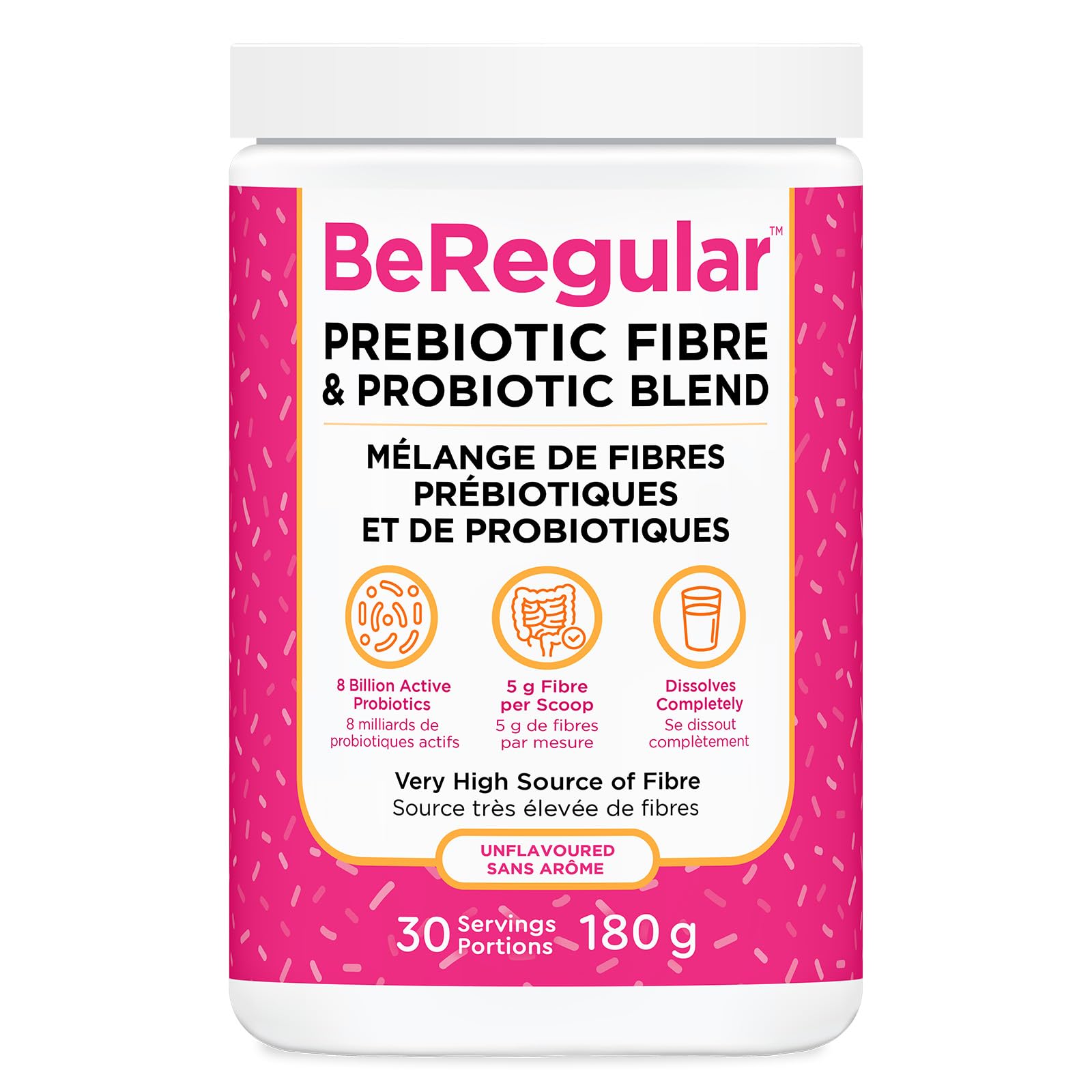 KidStar Nutrients - BeRegular Prebiotic Fibre & Probiotic Blend, 180g Unflavoured Powder 30-Servings - Supports Healthy Gut Microbiome & Support Gastrointestinal Health - No Sugar, No Gluten, Non-GMO