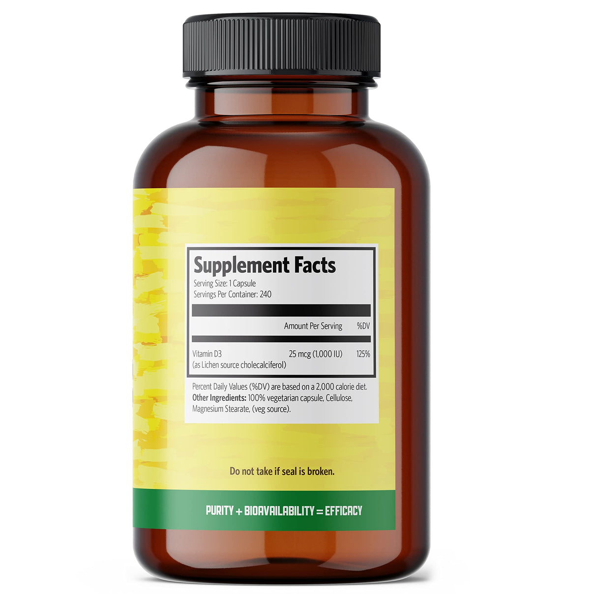 Pure Lab Vitamins Vitamin D3 1000 IU - 240 Vegi-Caps