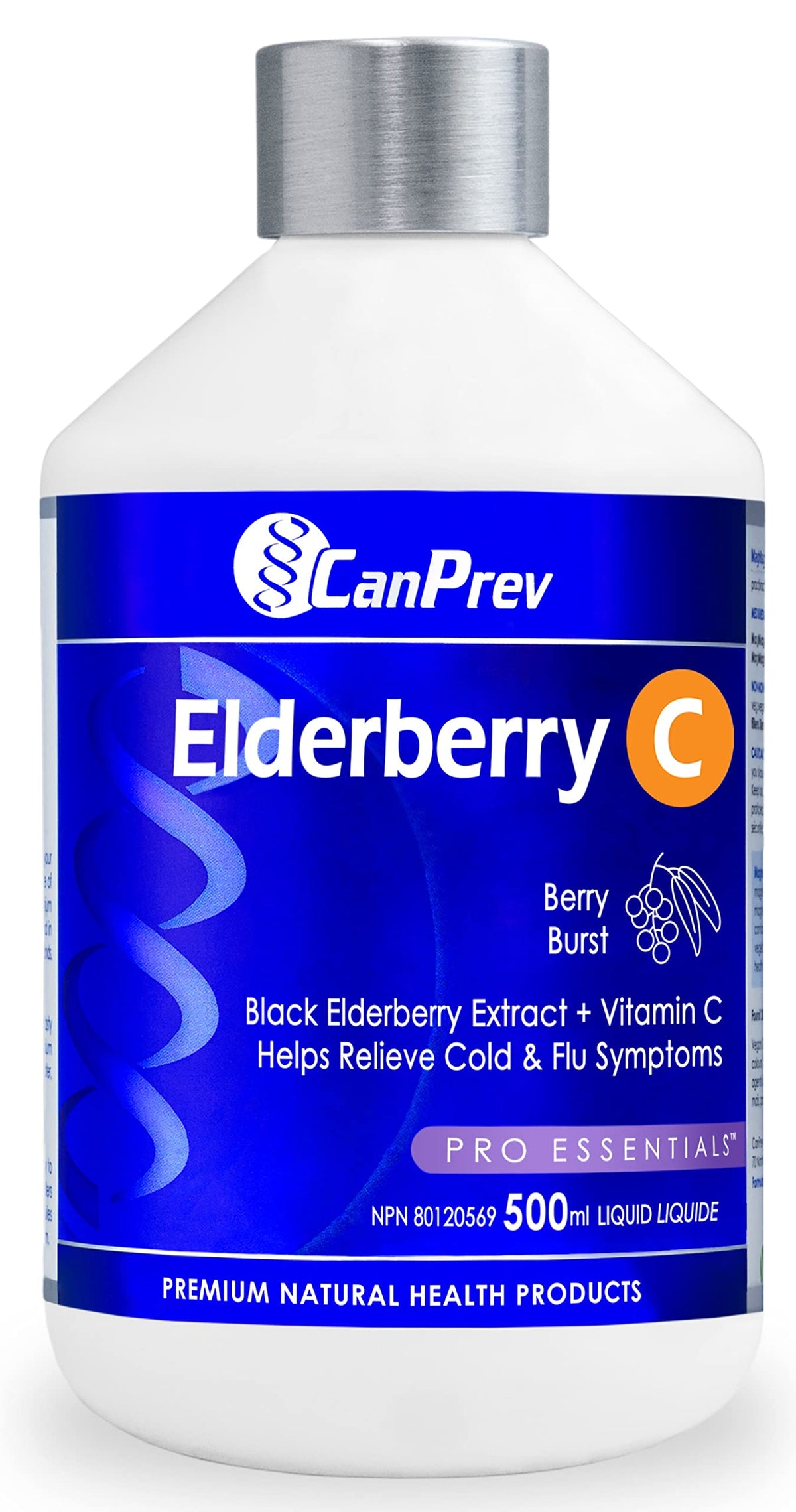 CanPrev Elderberry C Liquid, Adults & Kids 5+, Sugar Free, Vitamin C, 500ml