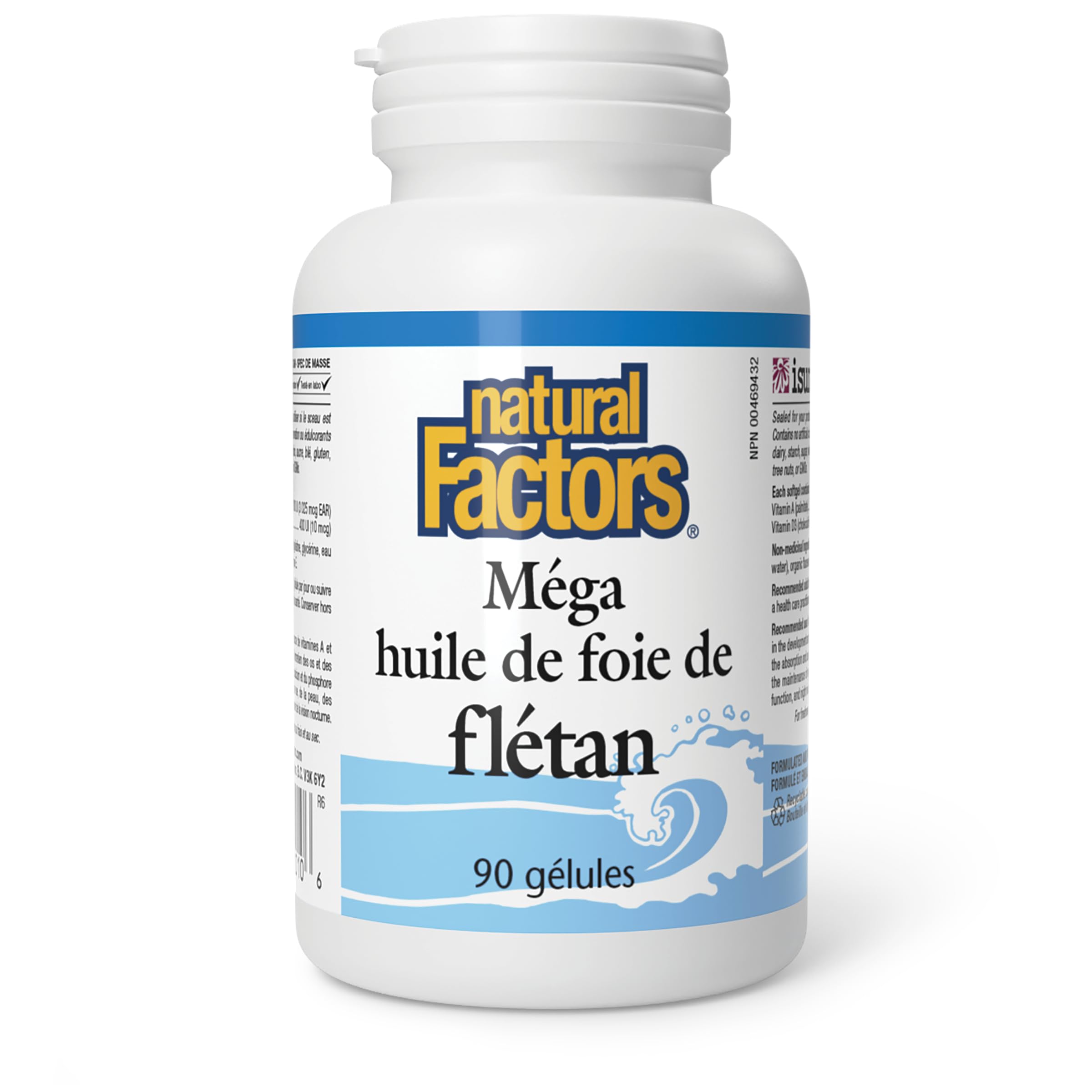 Natural Factors Mega Halibut Liver Oil, 90 Softgels, Vitamin A = 10,000 IU, Vitamin D3 = 400 IU, Helps to Maintain Eyesight, Skin, Membranes, Immune Function & Night Vision, Proudly Canadian