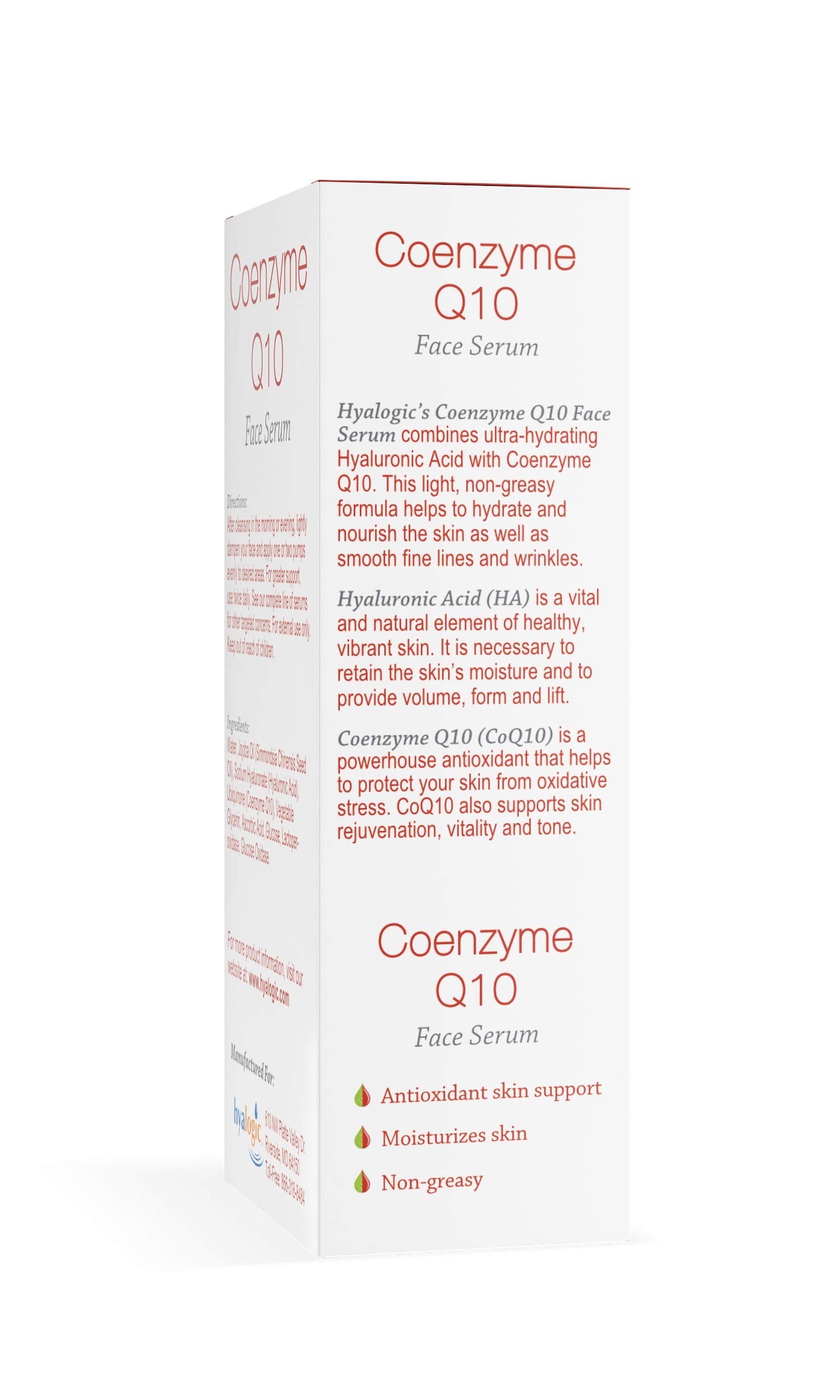 Hyalogic Episilk Coenzyme Q10 Serum w/Hyaluronic Acid for Collagen Support | Visible Firming Facial Serum for Dry Skin | Skin Rejuvenation - Antioxidant Serum (1 fl oz)