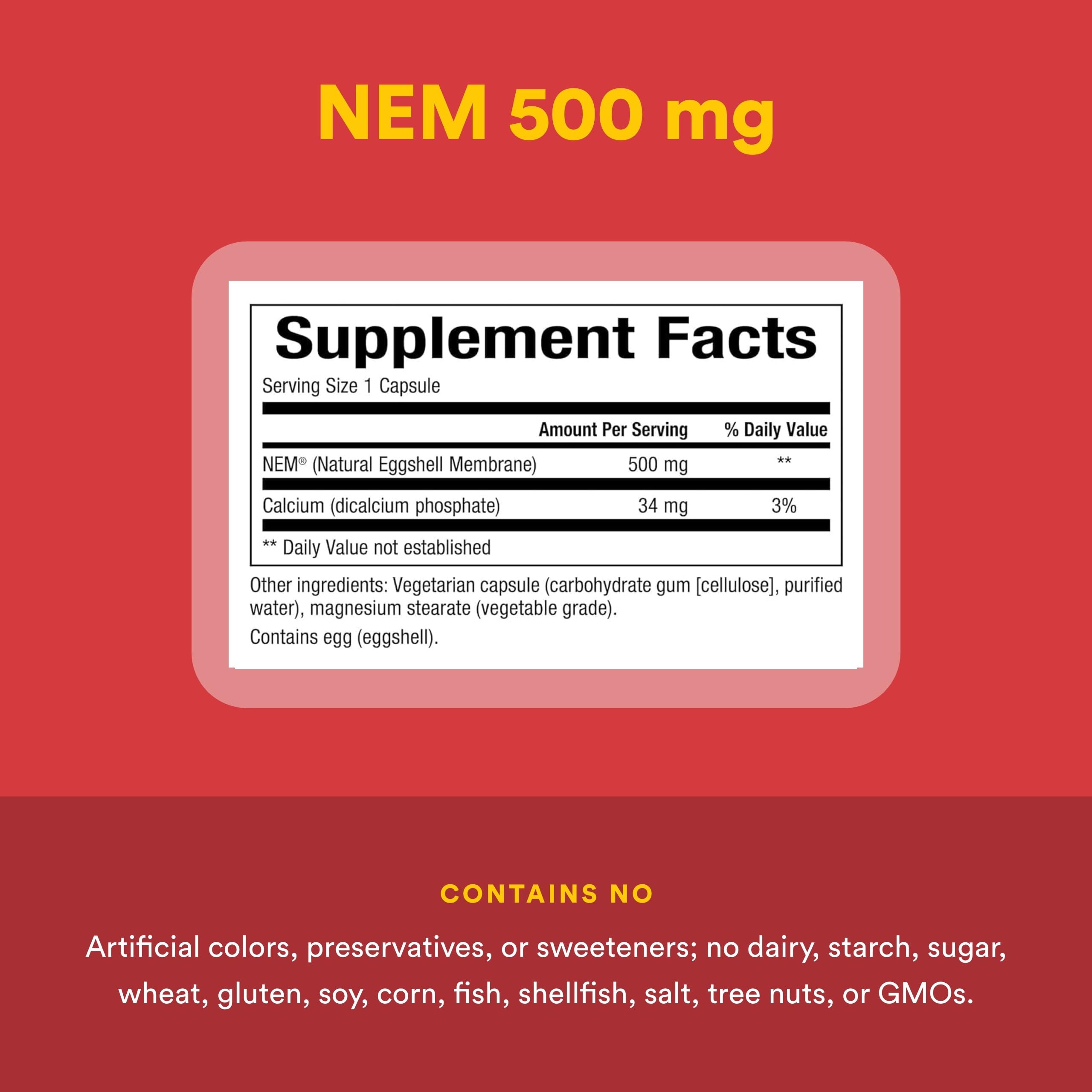 Natural Factors - NEM® Natural Eggshell Membrane 500mg, 30 Capsules