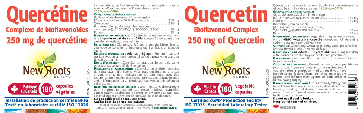 New Roots Herbal Quercetin with Bromelain, 180 Capsules, 180-Day Supply